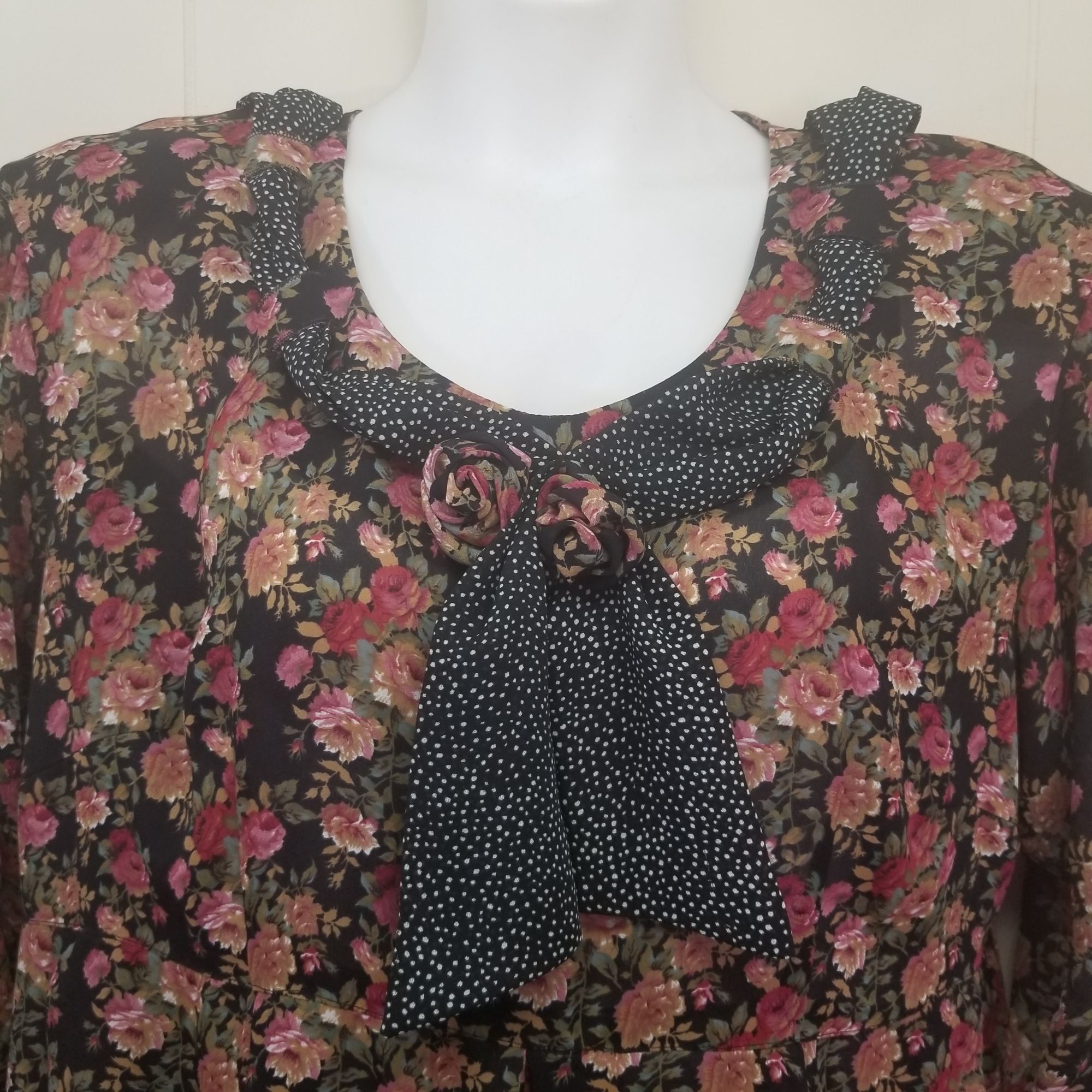 Other August Max 18 Floral 90s Dress Sheer Red Roses Cosplay Grann Size XXL / US 16-18 / IT 52-54 - 3 Thumbnail