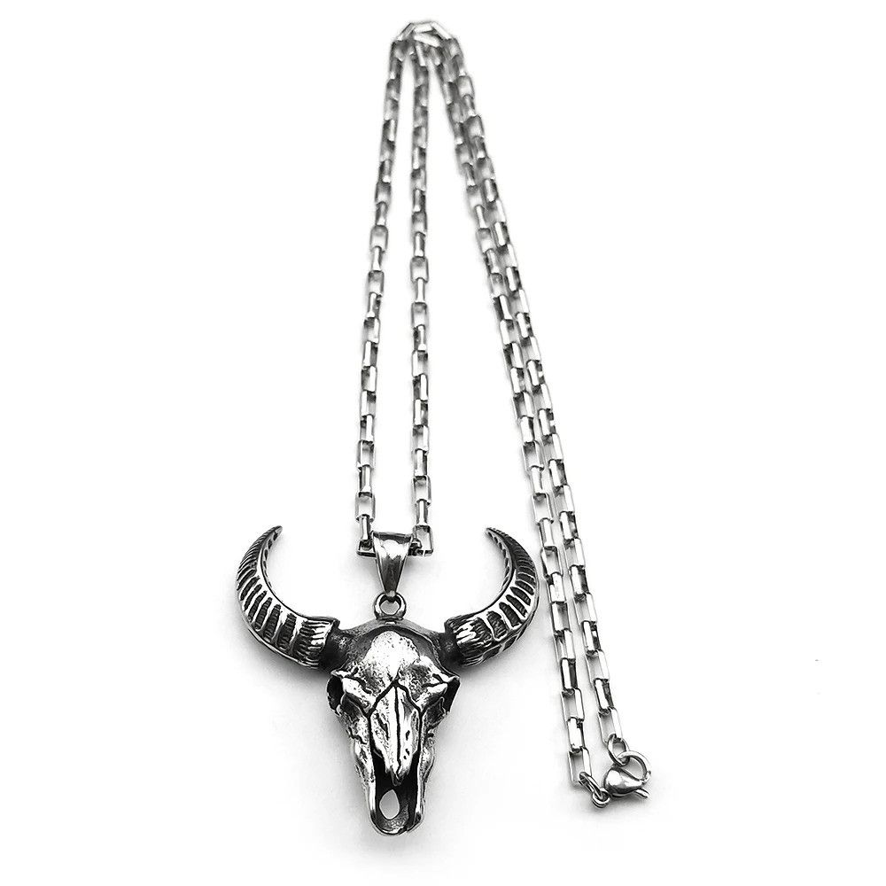 Jewelry Vintage Viking Skull Ghost Bull Head Pendant Necklace Size ONE SIZE - 5 Thumbnail