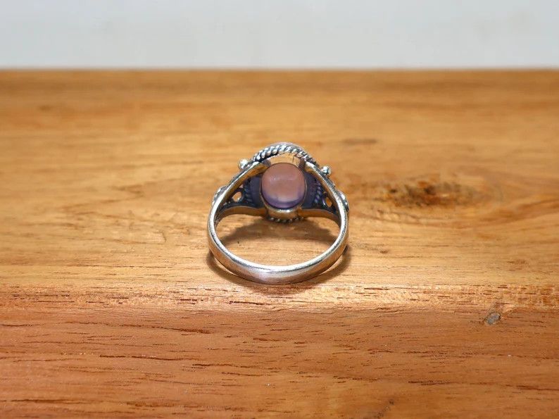 Handmade Amethyst Sterling Silver Ring, February Birthstone Gift idea Size ONE SIZE - 6 Thumbnail