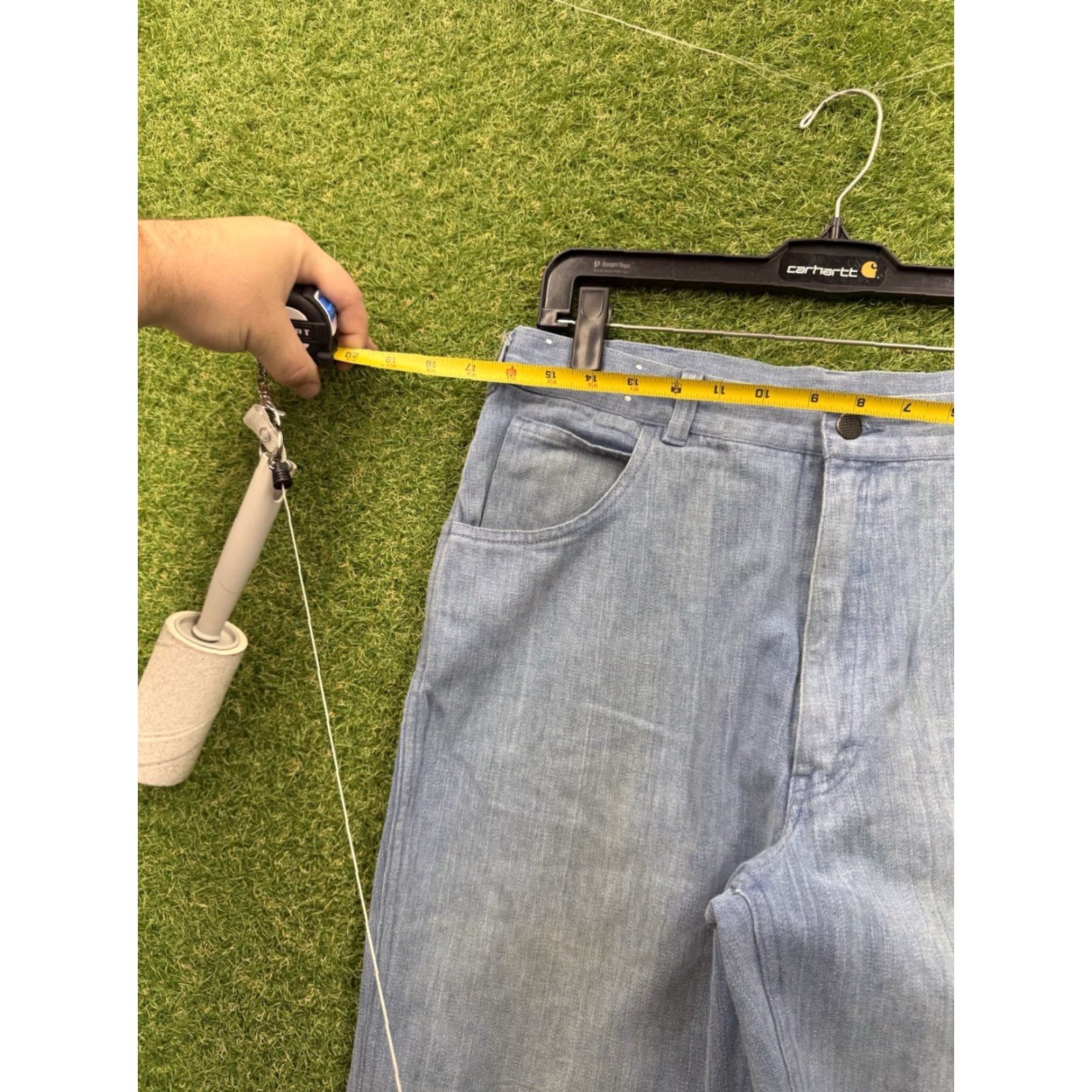 Bell Vintage 70s Jeans Mens 36 Pants Bell Bottoms Light Wash Distressed Workwear Denim Blue 1970s Mens Jeans 36 Distressed Bell Bottoms Jeans Size US 36 / EU 52 - 7 Thumbnail