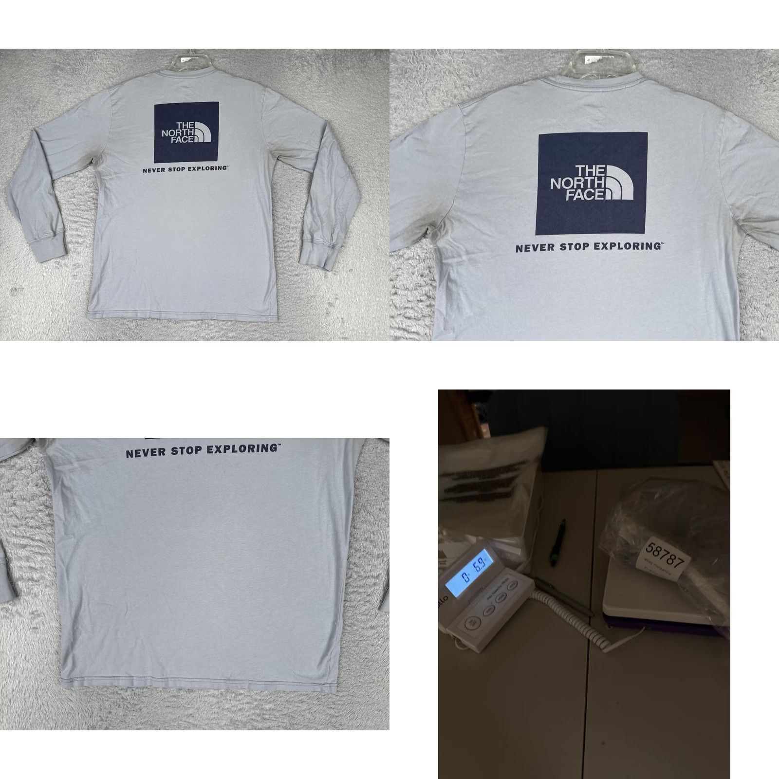The North Face The North Face Mens Medium Gray Crew Neck Long Sleeve Box Logo Tagless Tee Size US M / EU 48-50 / 2 - 9 Thumbnail