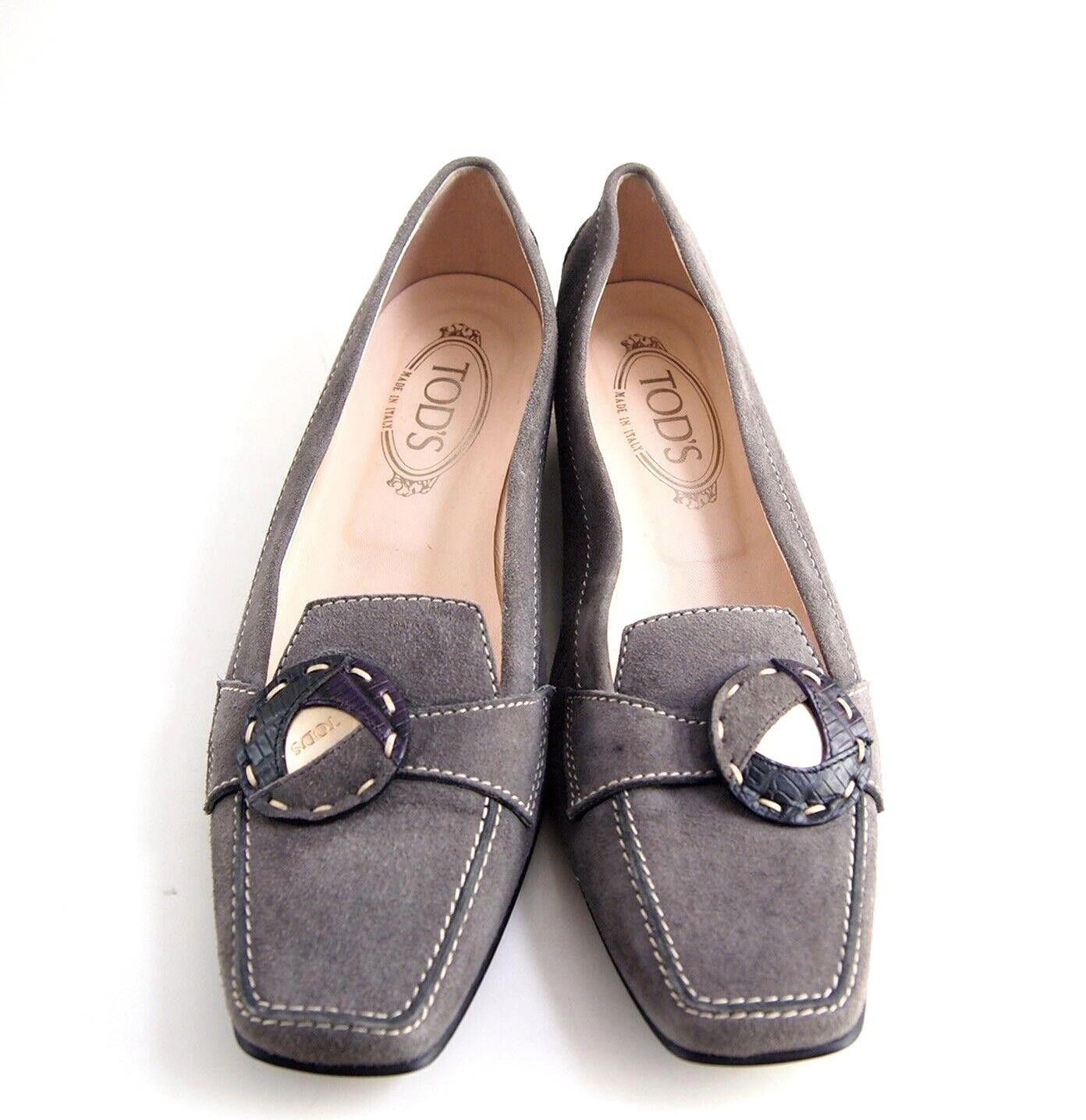 Tod's Tod's Flats Pumps Gray Suede Womens 38.5 US 8.5 $520 Size US 8.5 / IT 38.5 - 1 Thumbnail