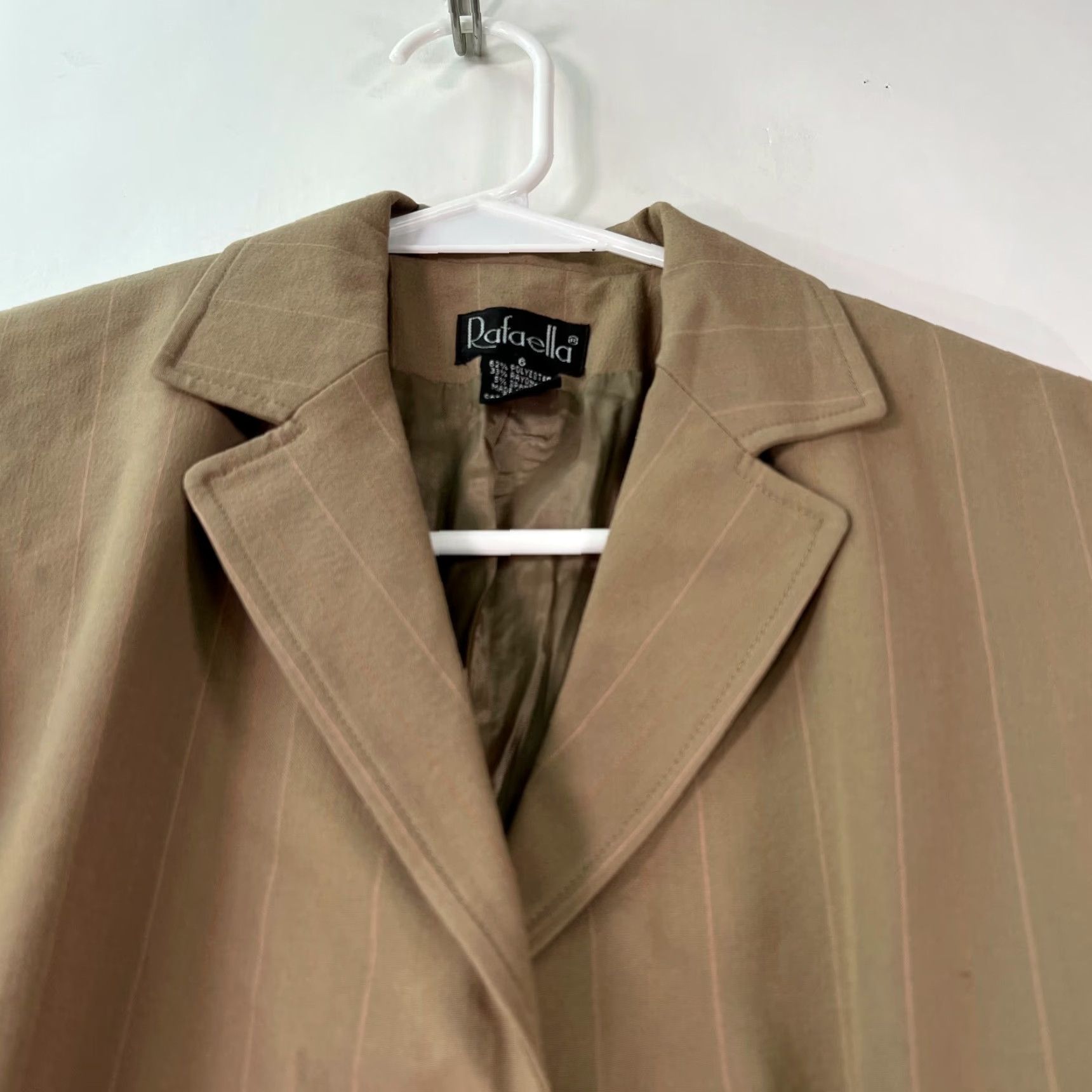 Vintage Rafaella Blazer Jacket Womens Pinstripe 2 Way Stretch Clay Brown Size 6 Size M / US 6-8 / IT 42-44 - 3 Thumbnail