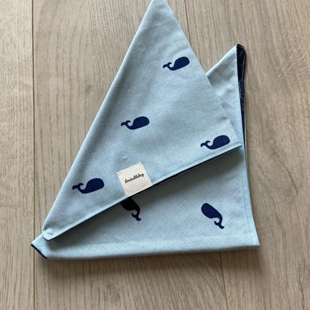 Designer Louies Lil Shop Blue Whale Hello There Dog Bandana Size ONE SIZE - 3 Thumbnail