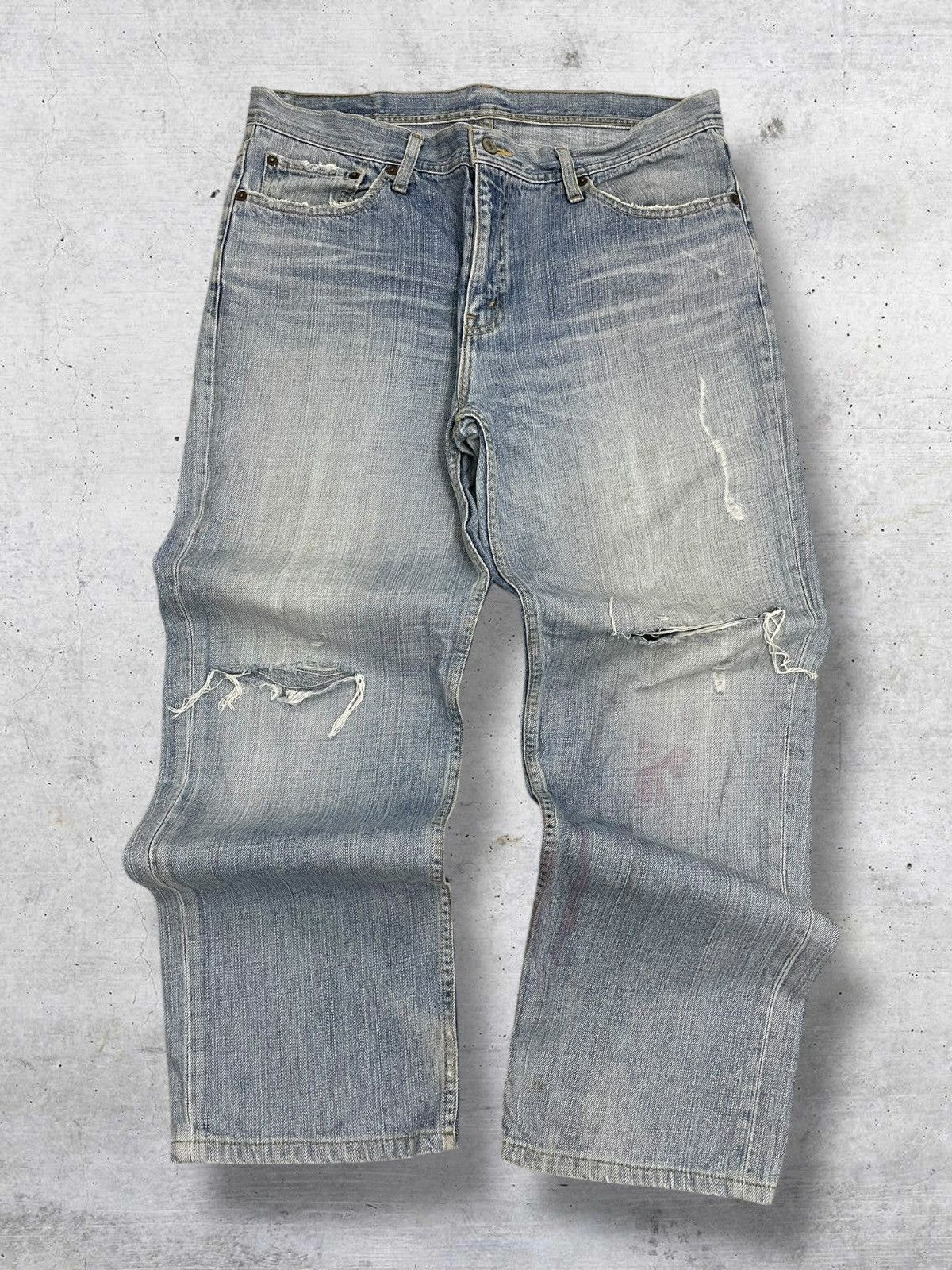 Levi's Vintage Clothing VINTAGE 533 LEVIS USA 90S DESIGNER OLD RIPPED BLUEWASH DENIM Size US 35 - 1 Thumbnail