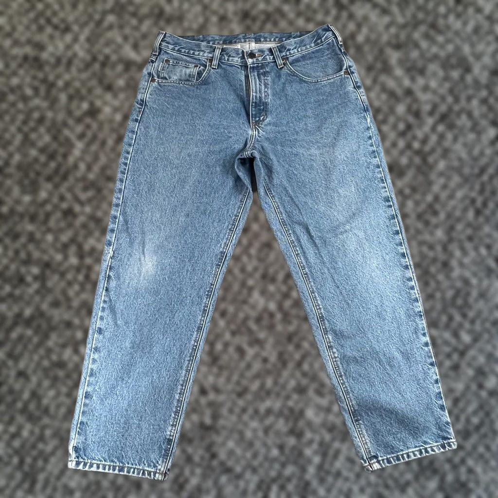 Carhartt Carhartt Jeans Mens 36x28 Blue Relaxed Fit Straight Leg Denim Workwear B17-DST Size US 36 / EU 52 - 1 Thumbnail