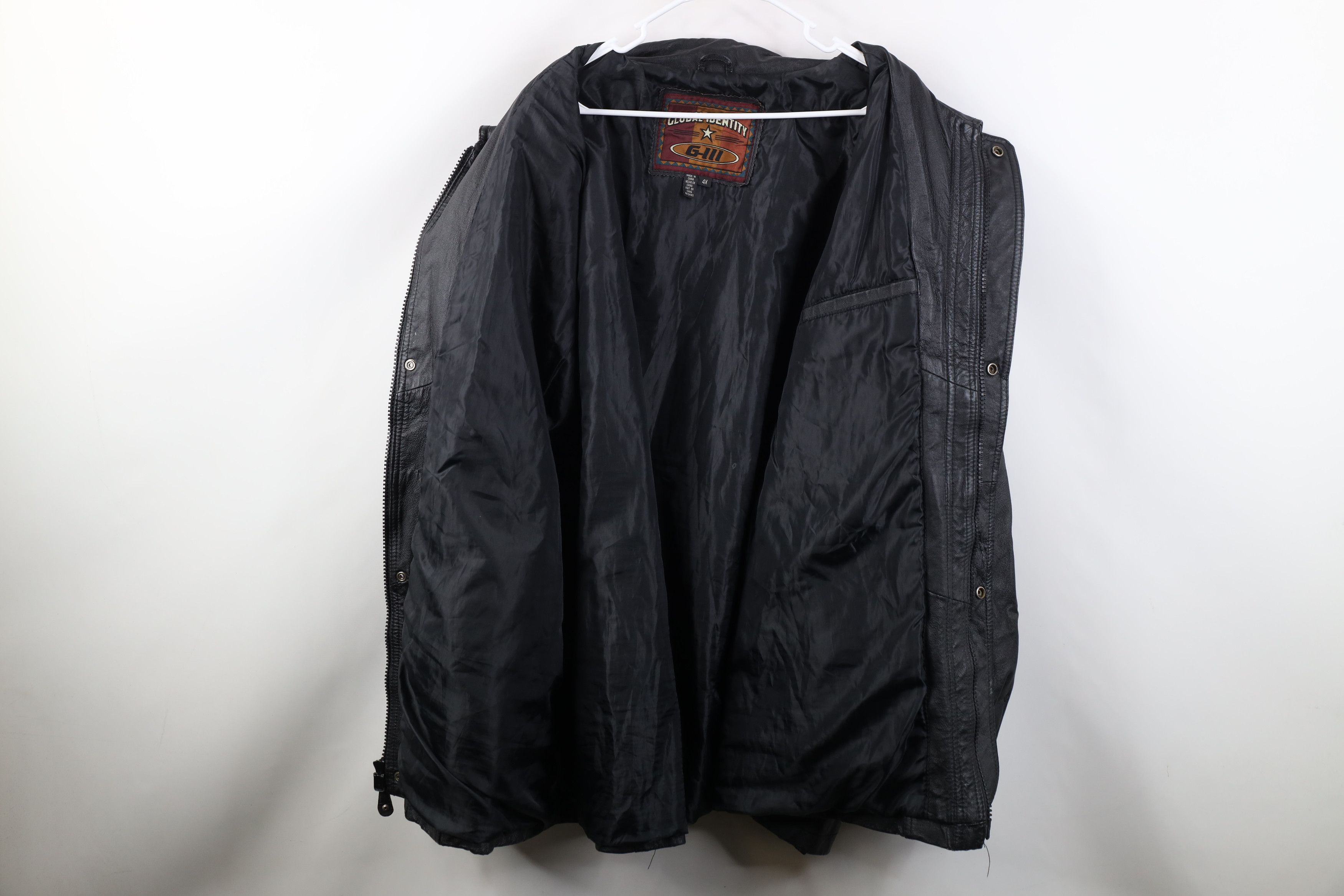 Vintage Vintage 90s Streetwear Full Zip Leather Parka Jacket Black Size US XXL / EU 58 / 5 - 10 Thumbnail