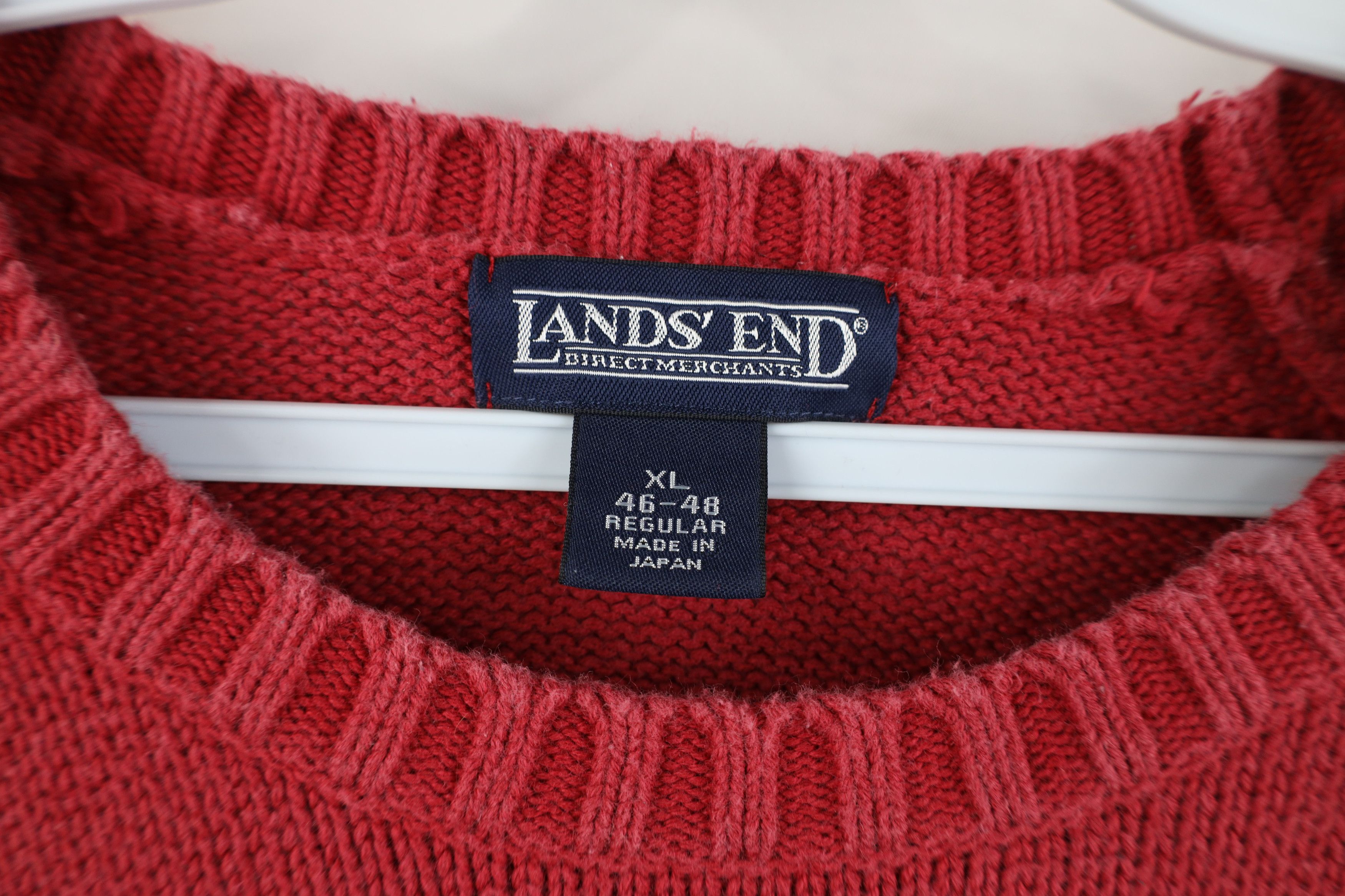 Lands' End Vintage 90s Lands End Cotton Ribbed Knit Sweater Red Japan Size XL / US 12-14 / IT 48-50 - 4 Thumbnail