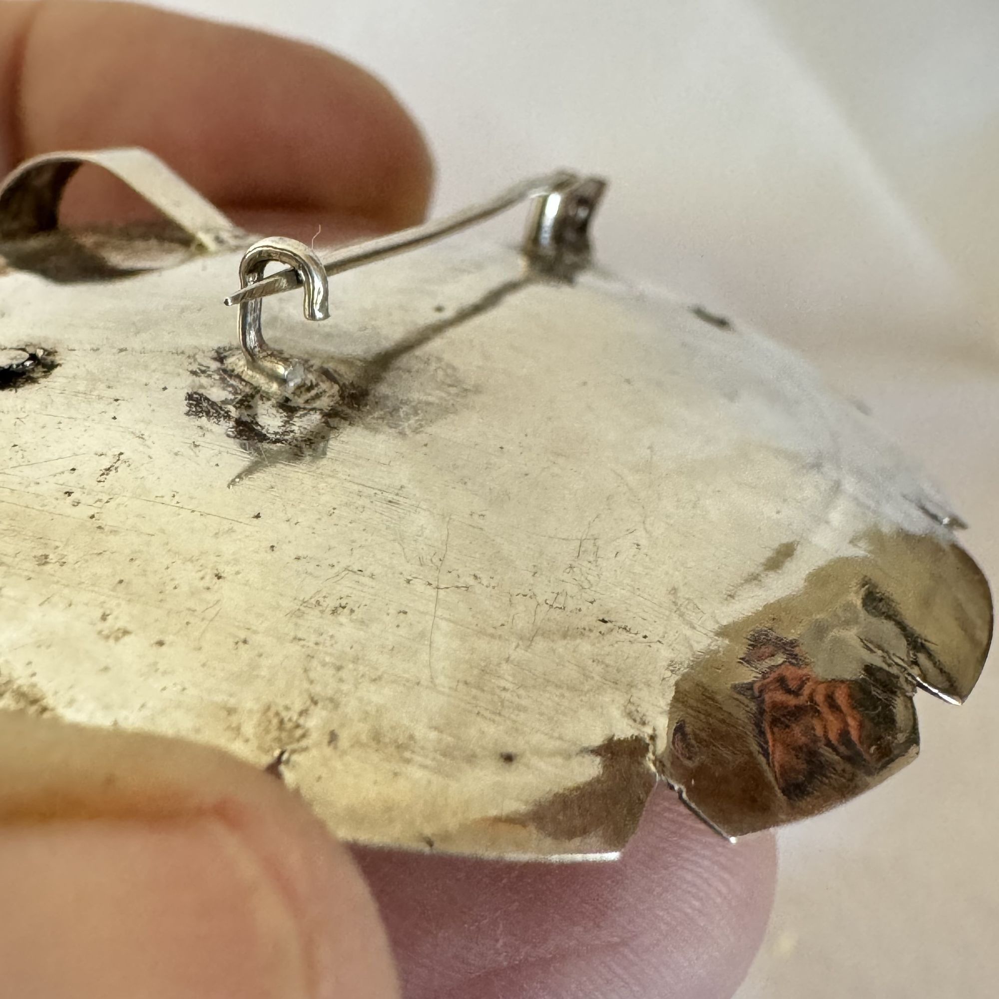 Vintage VTG Sterling Silver 925 Textured Armored Man Circle Brooch S Size ONE SIZE - 5 Thumbnail