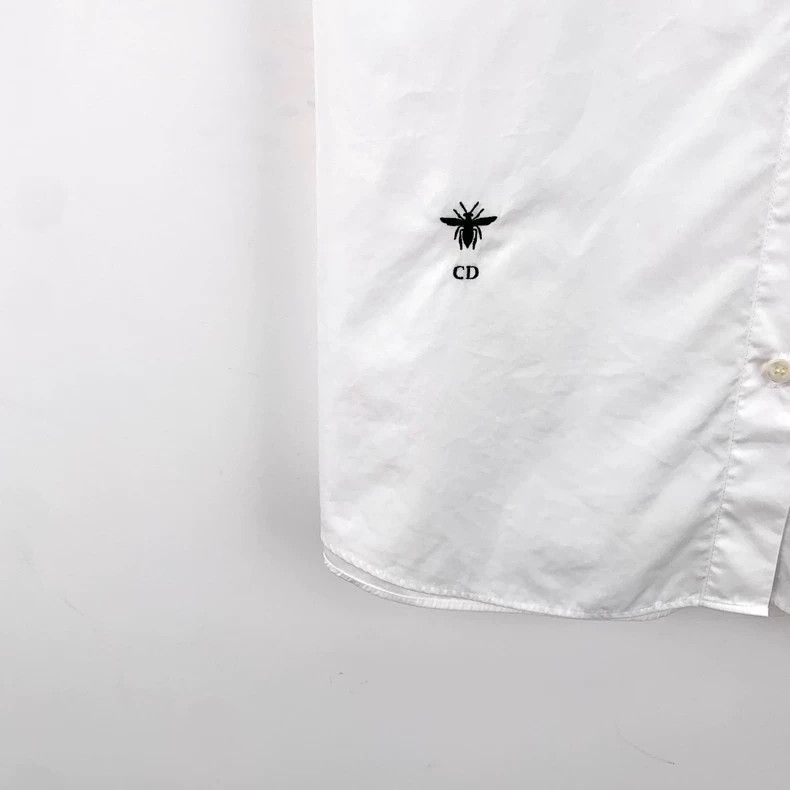 Dior Dior White bee embroidered cotton lapel single-breasted sh Size XS / US 0-2 / IT 36-38 - 4 Thumbnail
