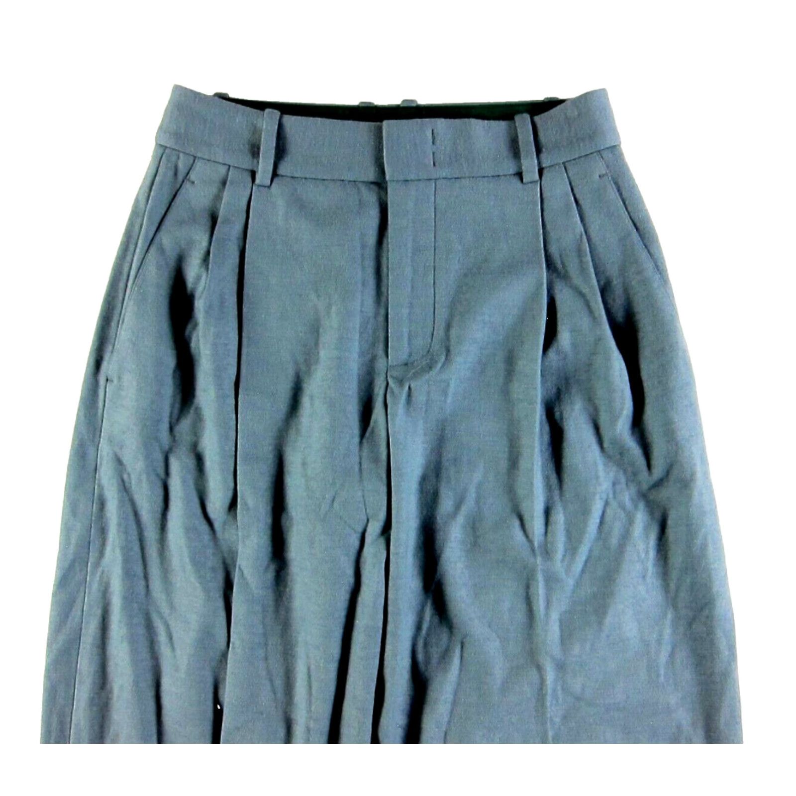 Vince VINTAGE NWT VINCE Blue Wool Pleated High Rise Waist Wide Leg Pocket Pant Size 2 Size 26" / US 2 / IT 38 - 2 Thumbnail