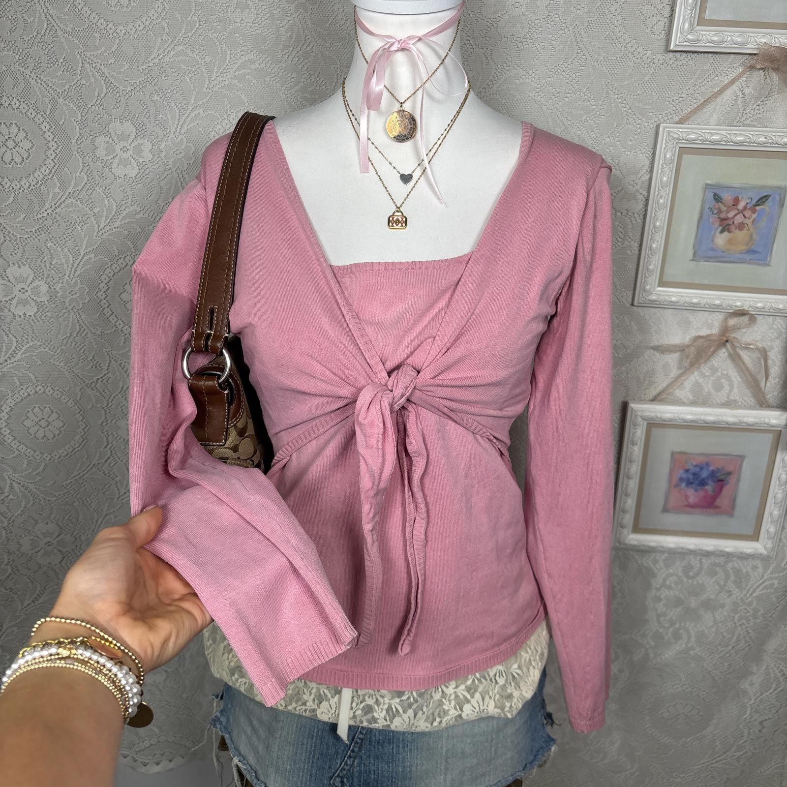 Style & Co vintage silk ballerina core wrap top coquette vibes Size M / US 6-8 / IT 42-44 - 2 Thumbnail