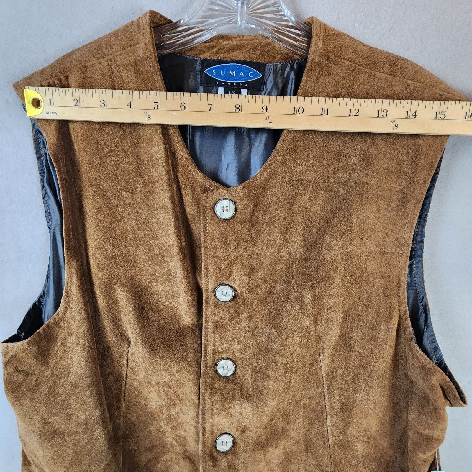 Other Sumac Canada Leather Suede Vest Men Large Brown 6-Button Size US L / EU 52-54 / 3 - 3 Thumbnail