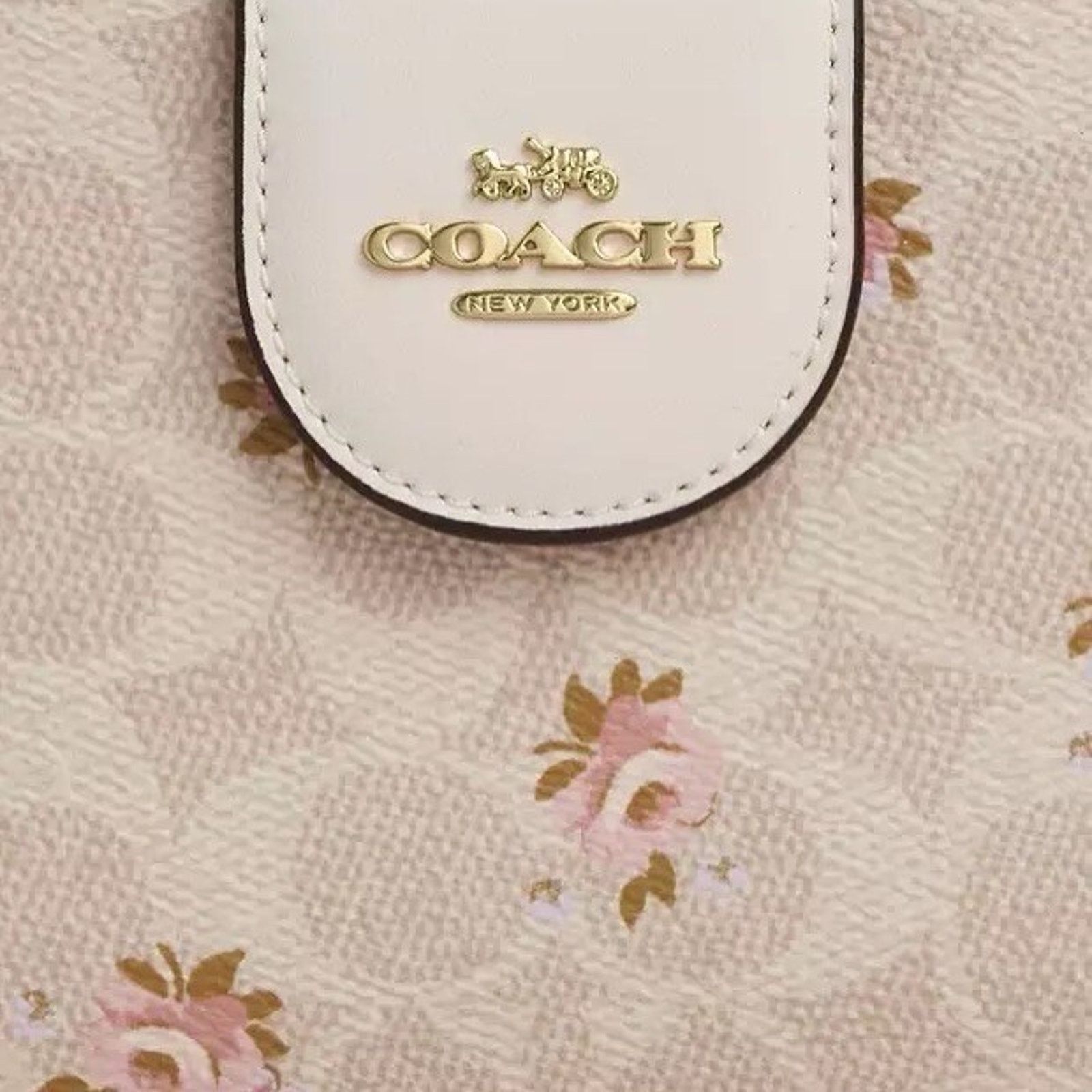 Coach NWT Coach Phone Tech Wallet Floral Print CAR11 Gold/Sand Size ONE SIZE - 10 Thumbnail