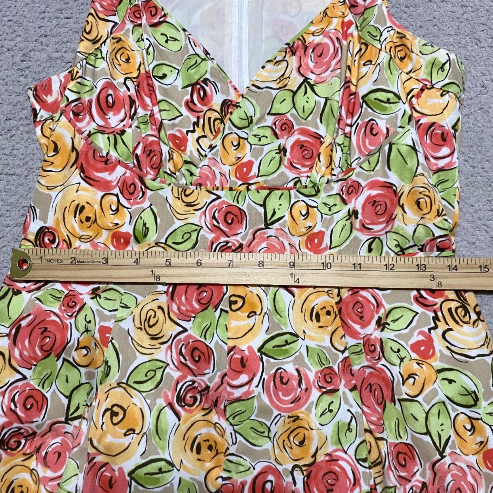 Talbots Talbots Womens Dress Multicolor Floral V-Neck Sleeveless A-Line Petites 4P Shirt Size S / US 4 / IT 40 - 4 Thumbnail