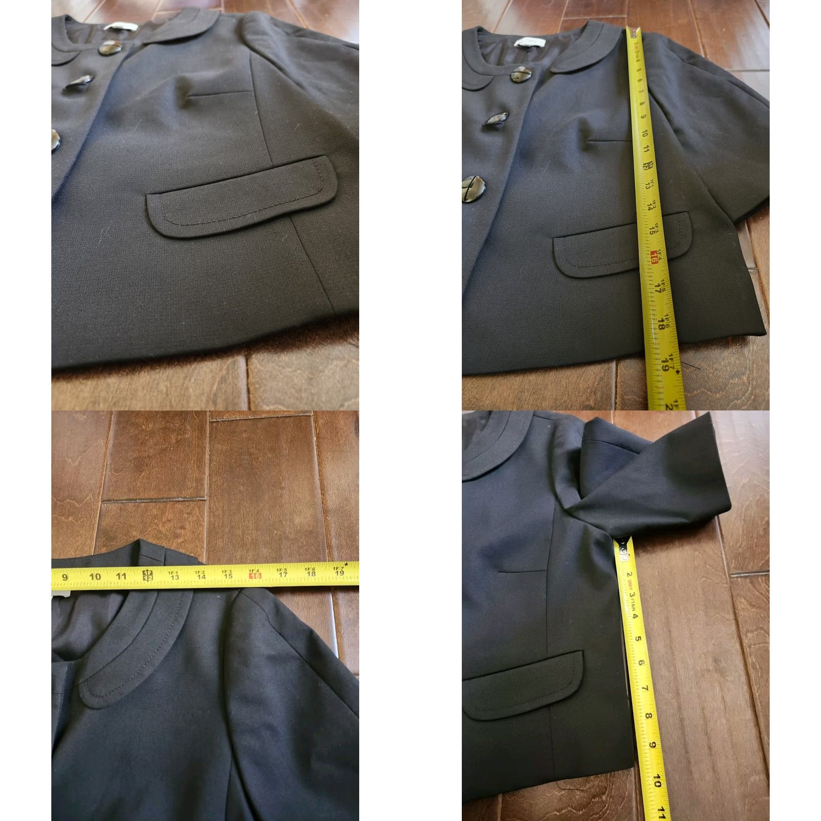 Loft LOFT Women Jacket Black Button Short Sleeve Lined 12 Regular Size 12 Formal Business Party/Cocktail Travel Size 34" / US 12 / IT 48 - 8 Thumbnail