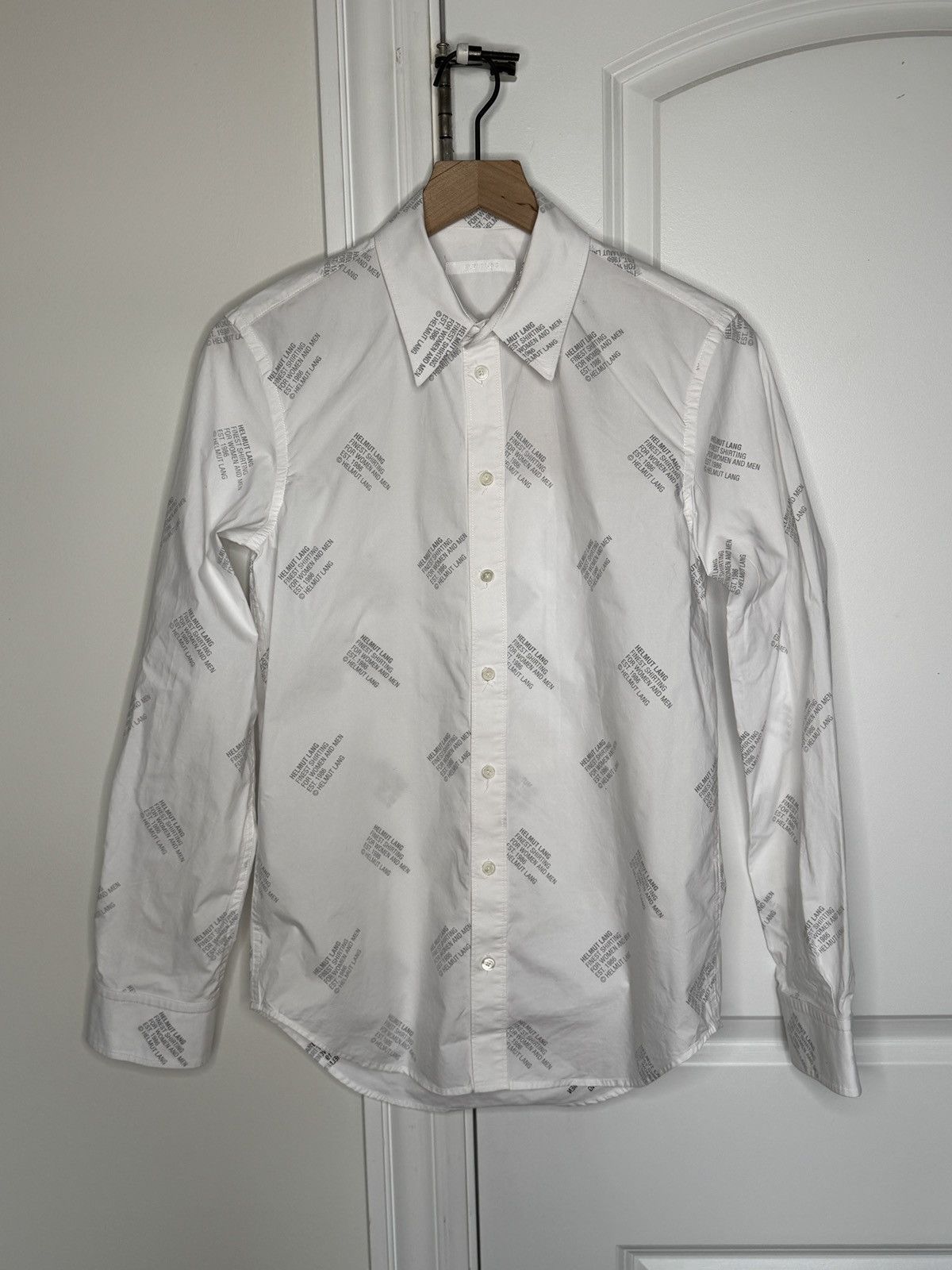 Helmut Lang Interior-Printed Logo Button Up Size US XS / EU 42 / 0 - 1 Thumbnail