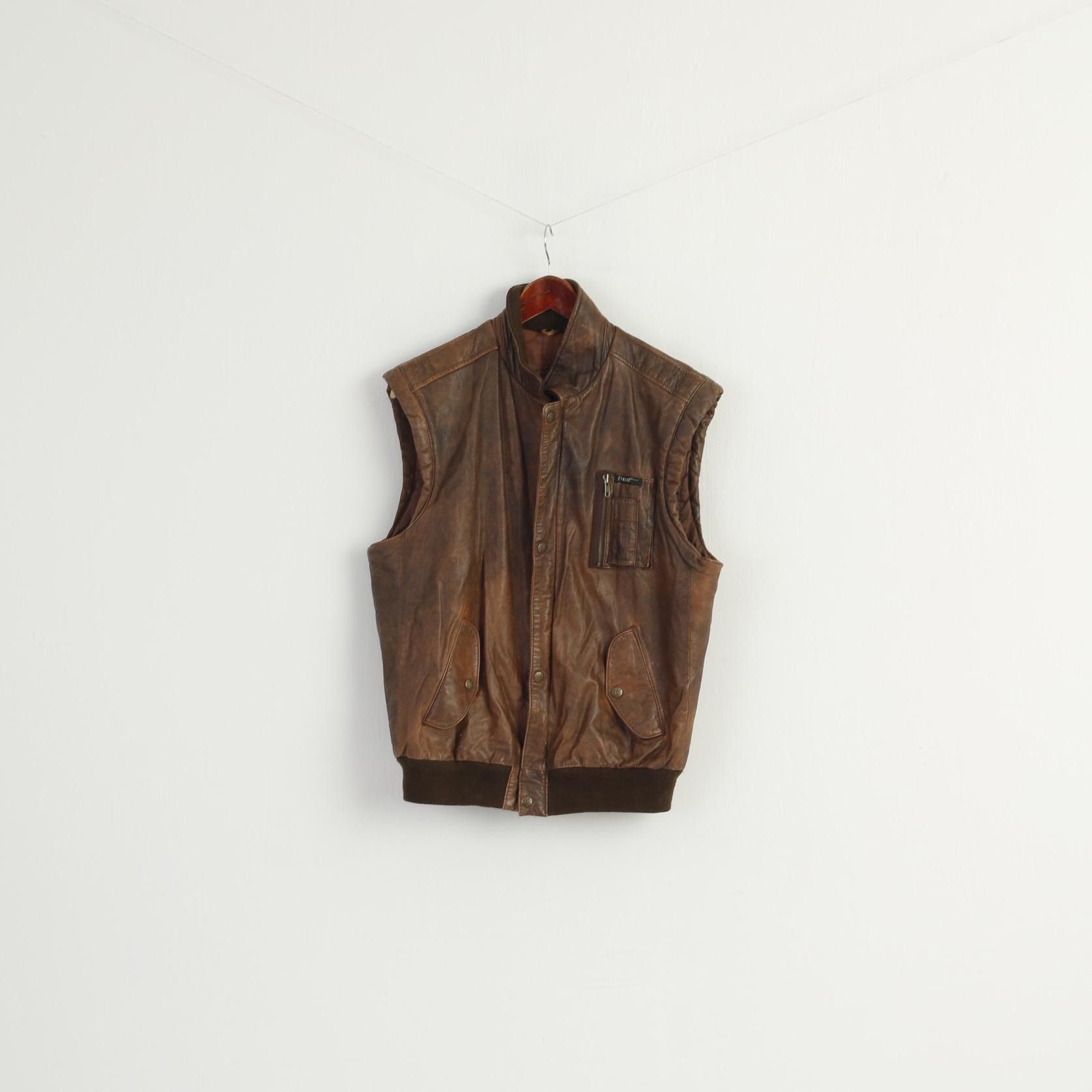 Vintage Petroff Paris New York Men S Waistcoat Brown Leasther 8862 Size US S / EU 44-46 / 1 - 2 Thumbnail