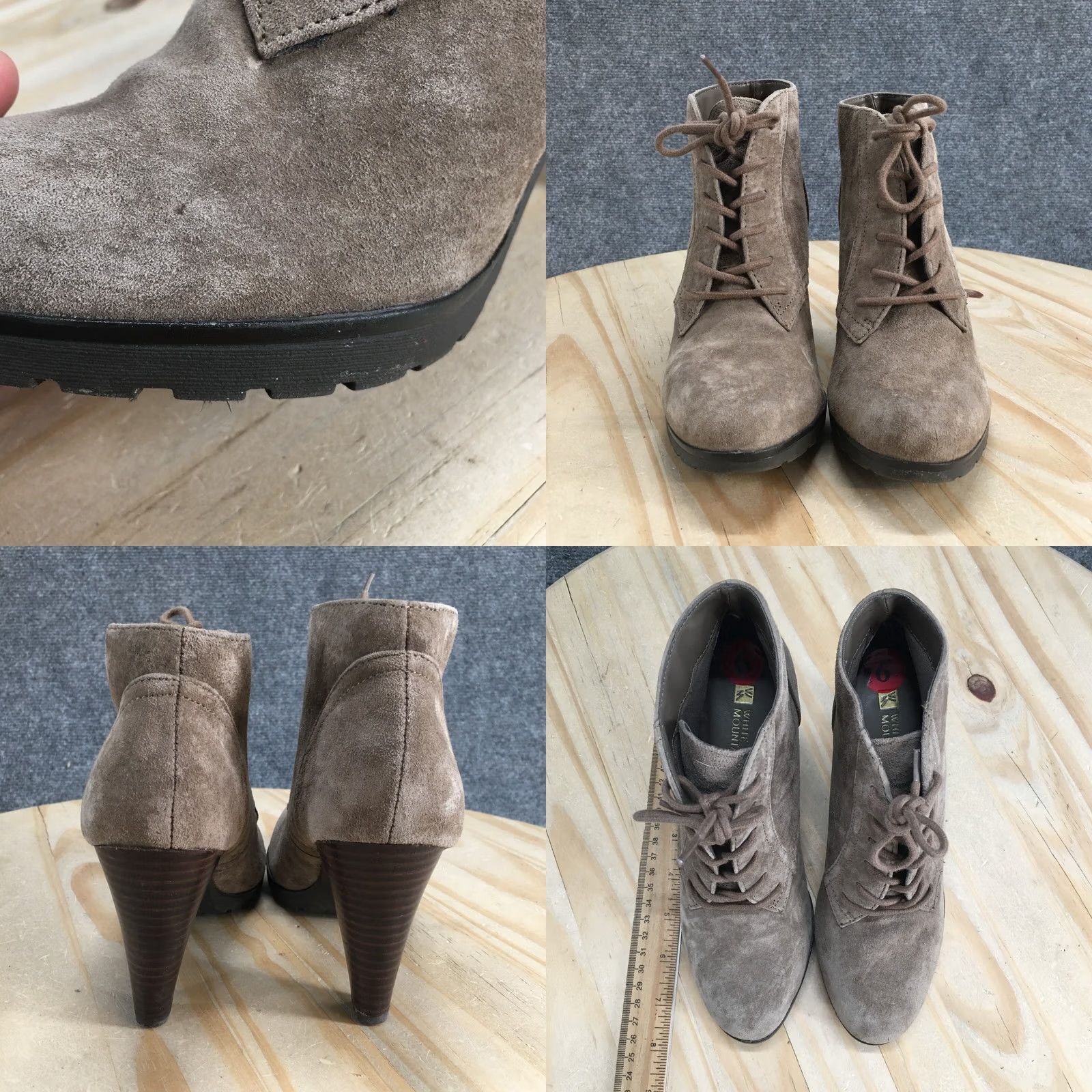 Vintage White Mountain Boots Womens 6 M Sugarbabe Ankle Bootie Beige Leather Cone Heels Boots Size US 6 / IT 36 - 8 Thumbnail