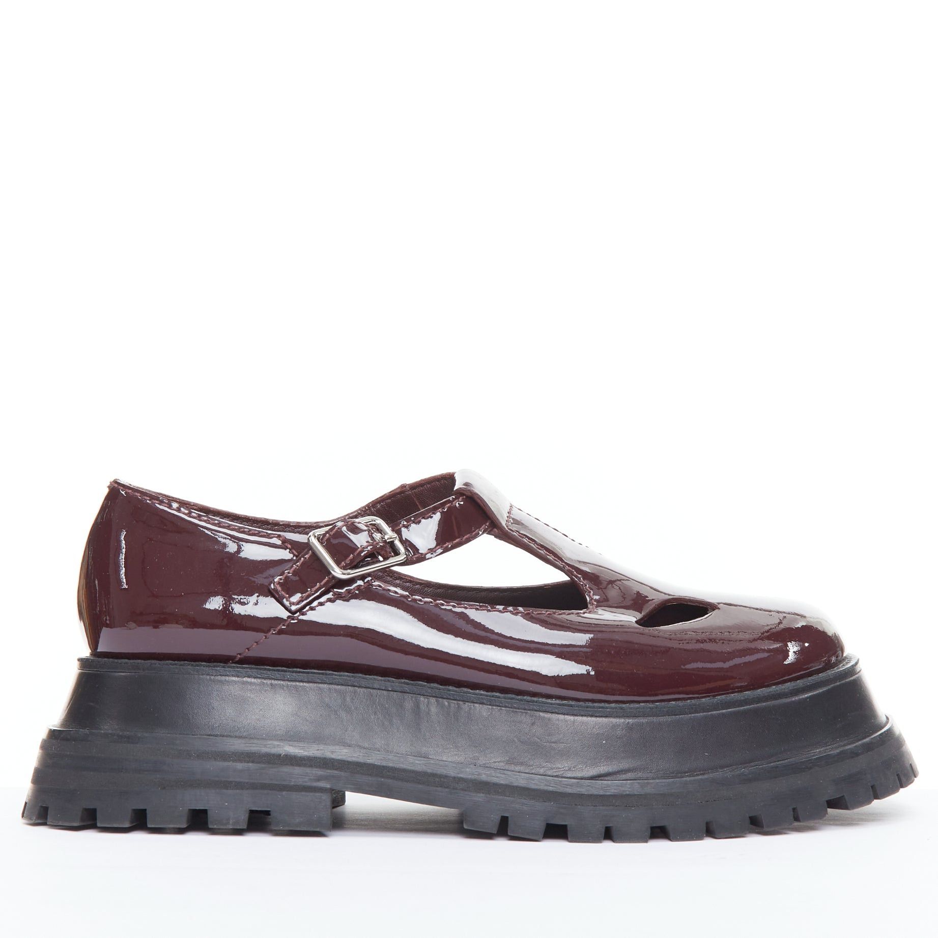 Burberry BURBERRY Aldwych Star burgundy patent maryjane platform shoes EU36 Size US 6 / IT 36 - 1 Thumbnail