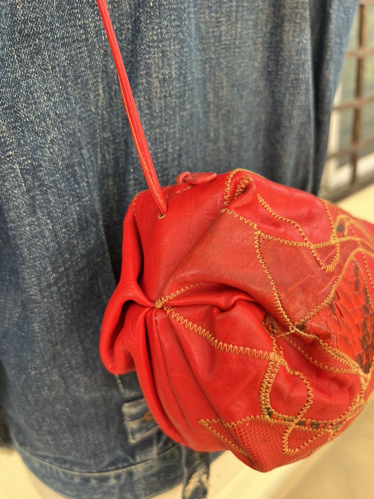 Leather Vintage Carlos Falchi Embroidery Patchwork Leather Bag Size ONE SIZE - 5 Thumbnail