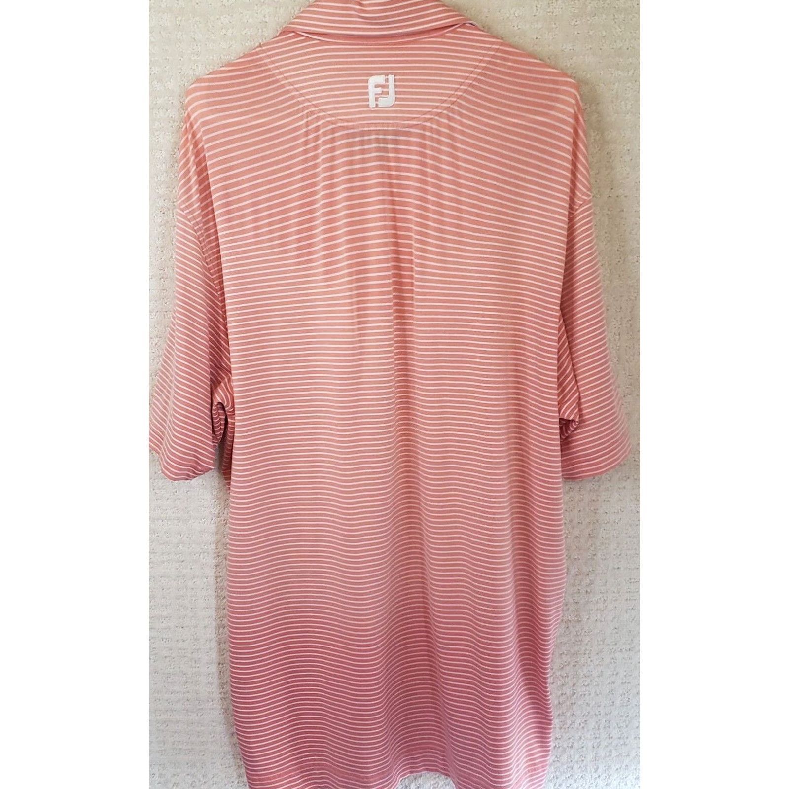 Footjoy FootJoy Polo Shirt Men L Coral Striped Short Sleeve Golf Polo FJ logo 50" Chest Regular Size US L / EU 52-54 / 3 - 6 Thumbnail