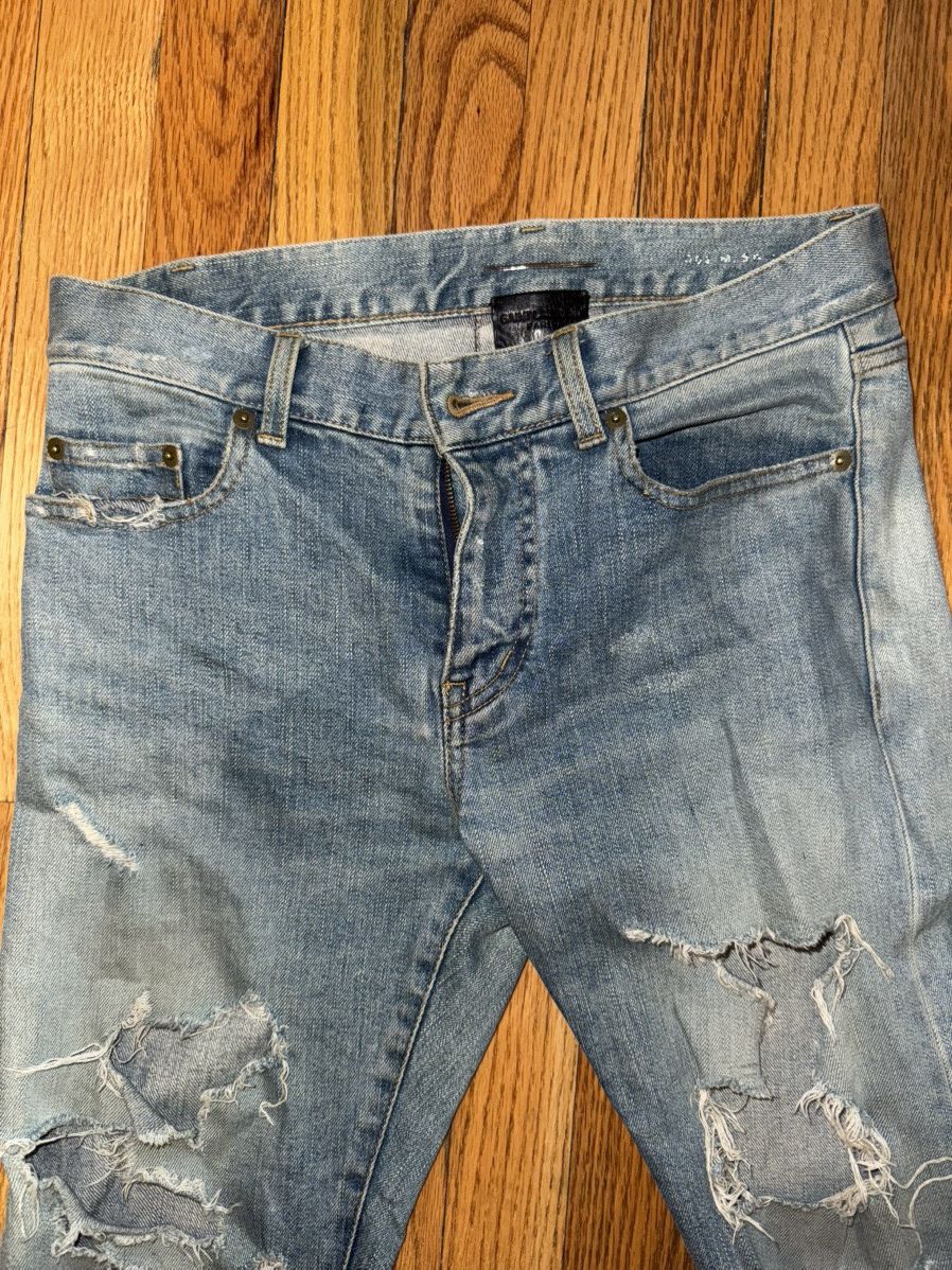 Hedi Slimane × Saint Laurent Paris × Yves Saint Laurent Saint Laurent Paris Destroyed Crash Denims Size US 28 / EU 44 - 2 Thumbnail