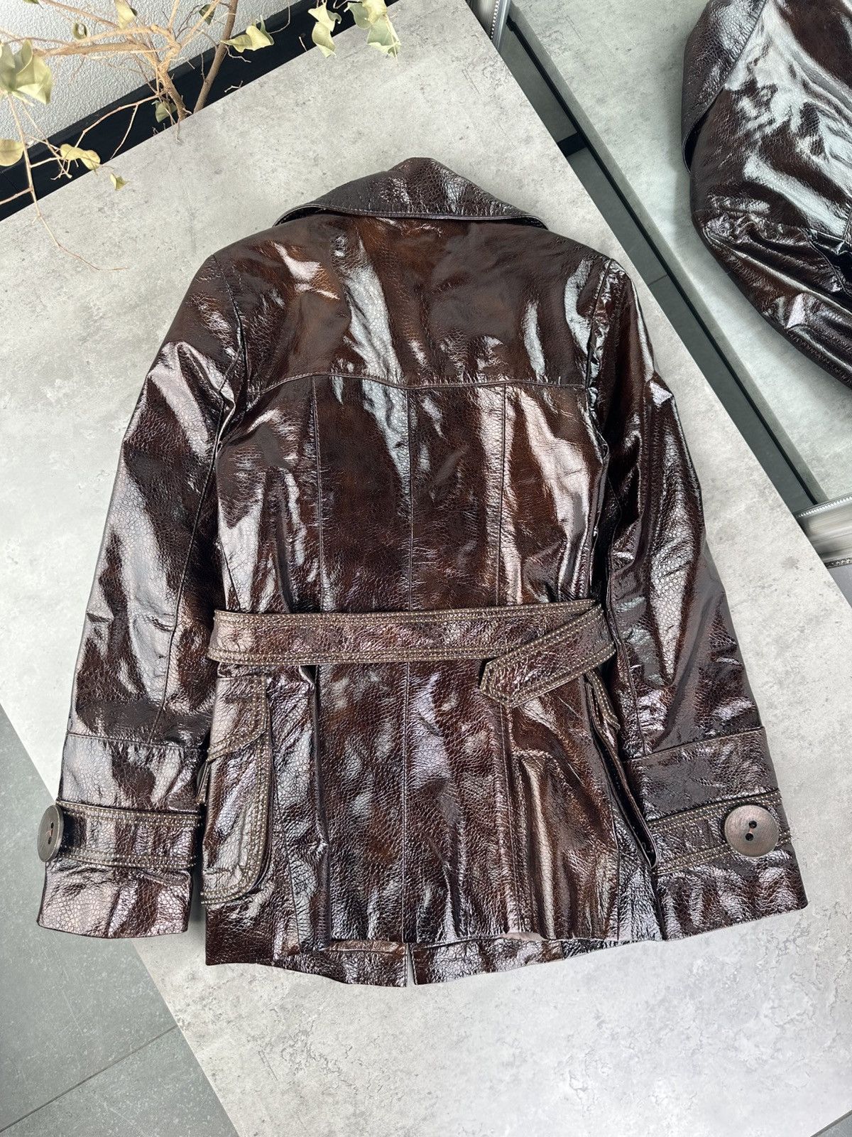 Japanese Brand Vintage Faux Patent Leather Jacket Size S / US 4 / IT 40 - 7 Thumbnail