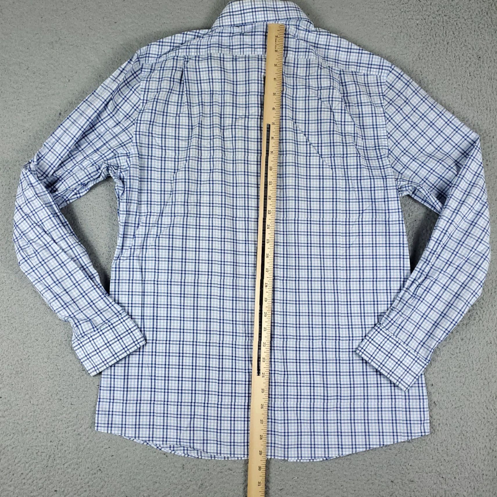 Tommy Hilfiger Tommy Hilfiger Dress Shirt Mens 16 Blue Plaid Long Sleeve Button Up 100% Cotton Regular Collar Size 42R - 4 Thumbnail