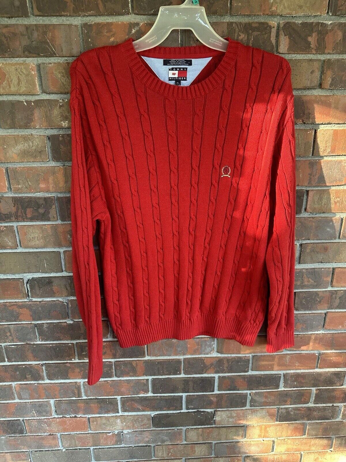Tommy Hilfiger VINTAGE Tommy Hilfiger Knit Red Crest Logo Sweater- Men’s XL Size US XL / EU 56 / 4 - 1 Thumbnail