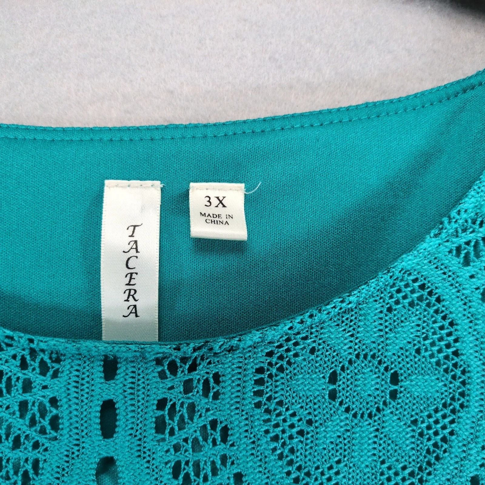 Other Tacera Teal Crochet Lace Knee-Length Dress, Plus Size 3X Size 3XL / US 20-22 - 3 Thumbnail