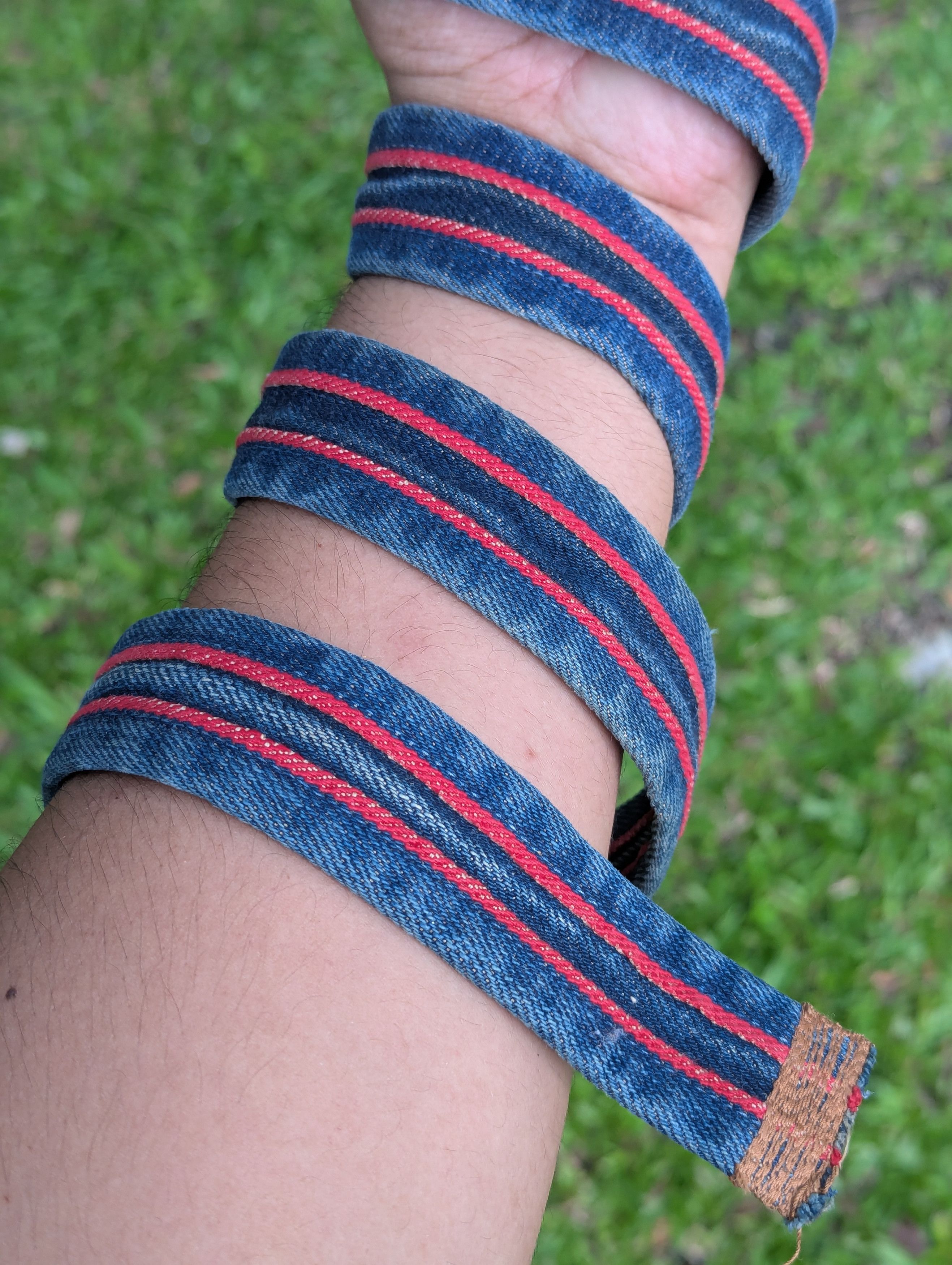 Blue Blue Japan Vintage Blue Blue Japan Selvedge Denim Belt Size 46 - 3 Thumbnail