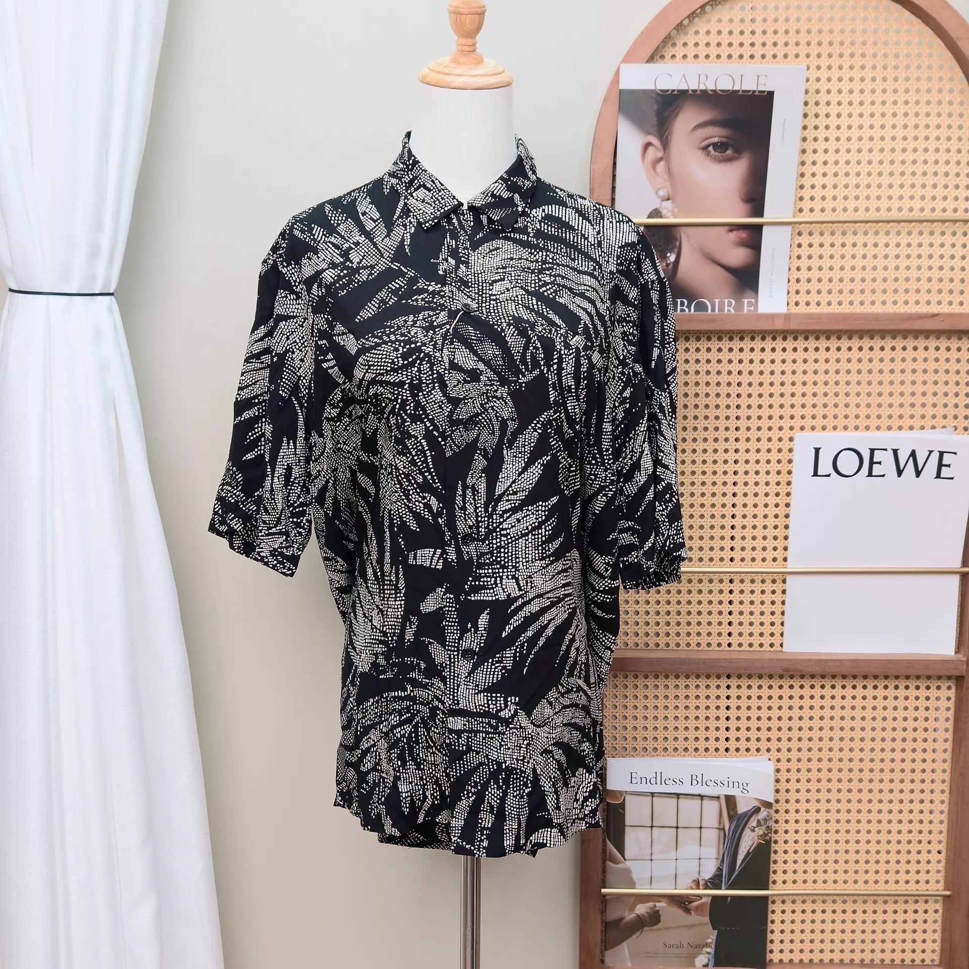 Yves Saint Laurent YSL Polka Dot Palm Leaf Short Sleeve Shirt 39 Size US M / EU 48-50 / 2 - 1 Thumbnail