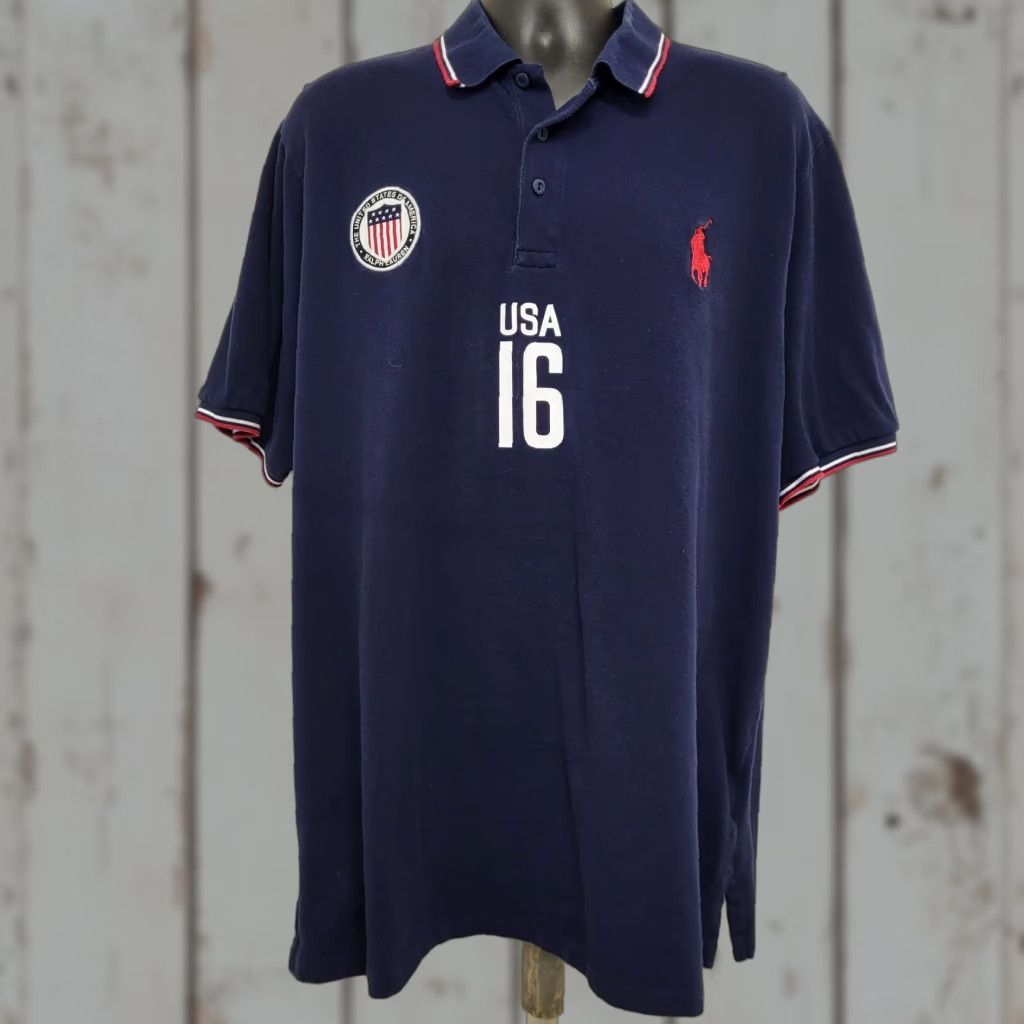 Polo Ralph Lauren Polo Ralph Lauren Shirt Men 2XLT/2TGL Blue USA Flag United States Polo Shirt Mens 2XLT/2TGL Blue USA Theme Polo Ralph Lauren Shirt 2XLT/2TGL Size US XXL / EU 58 / 5 - 1 Thumbnail