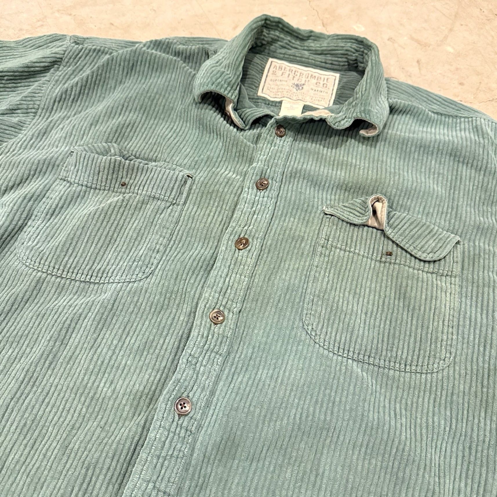 Abercrombie & Fitch VINTAGE Abercrombie & Fitch Mens XL Corduroy Jacket Green 100% Cotton Button Up Overcoat Jacket Men XL Green Vintage Size US XL / EU 56 / 4 - 5 Thumbnail
