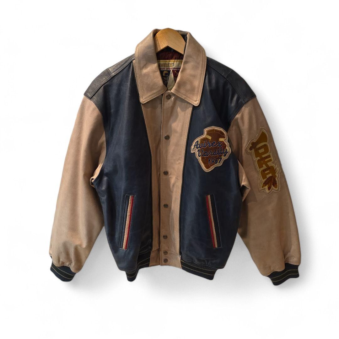 Avirex Avirex - S Leather Jacket Beige Red College Stadium 90s 80s Size US S / EU 44-46 / 1 - 8 Thumbnail