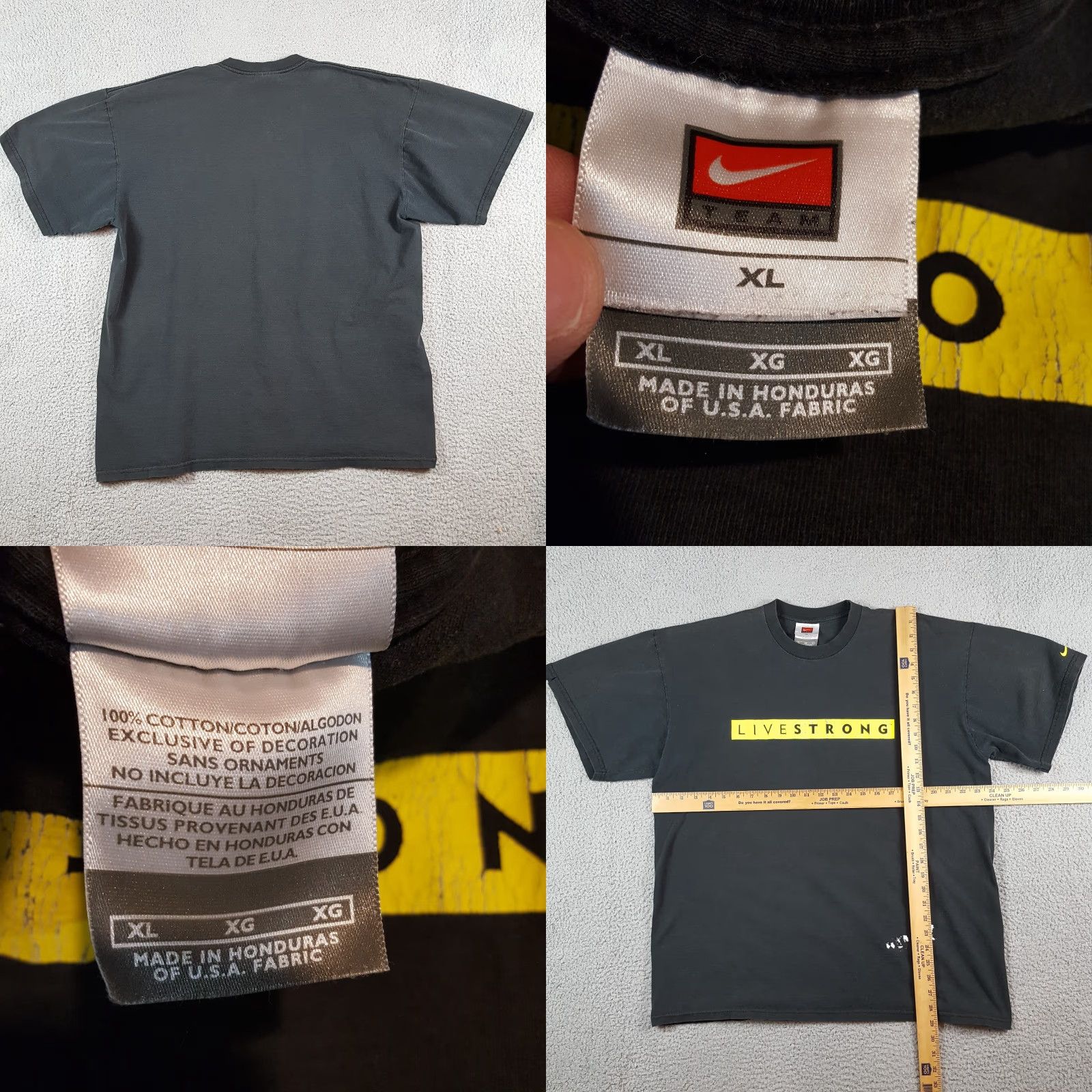 Nike VINTAGE Nike T-Shirt XL Mens Y2K Lance Armstrong Livestrong Biking Race Black 90s Retro Sports Size US XL / EU 56 / 4 - 8 Thumbnail