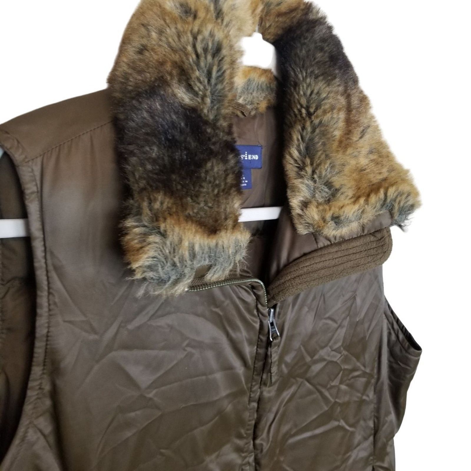 Lands' End Lands End Womens Goose Down Vest Faux Fur Collar Size S Size S / US 4 / IT 40 - 4 Thumbnail