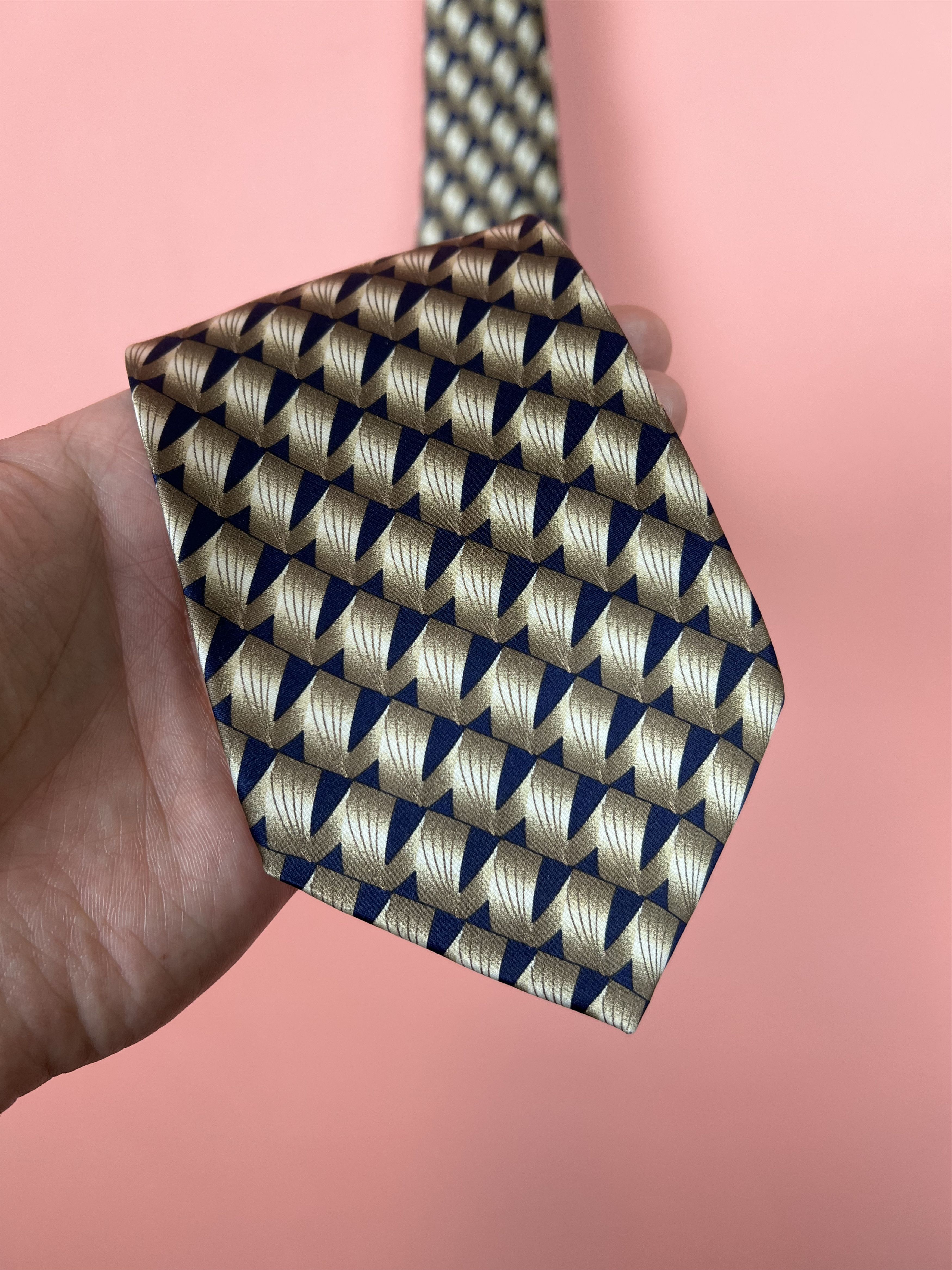 Lanvin Lanvin gold tie luxury hype blue gold silk Size ONE SIZE - 5 Thumbnail