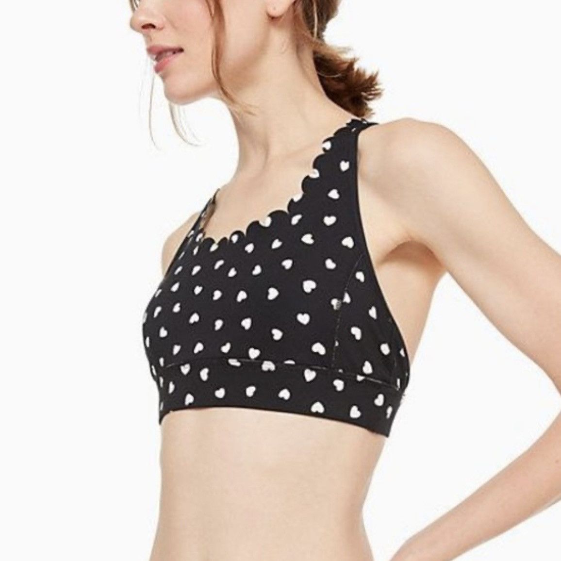 Kate Spade KATE SPADE Black White Polka Heartbeat Scallop Sports Bra Size M / US 6-8 / IT 42-44 - 3 Thumbnail