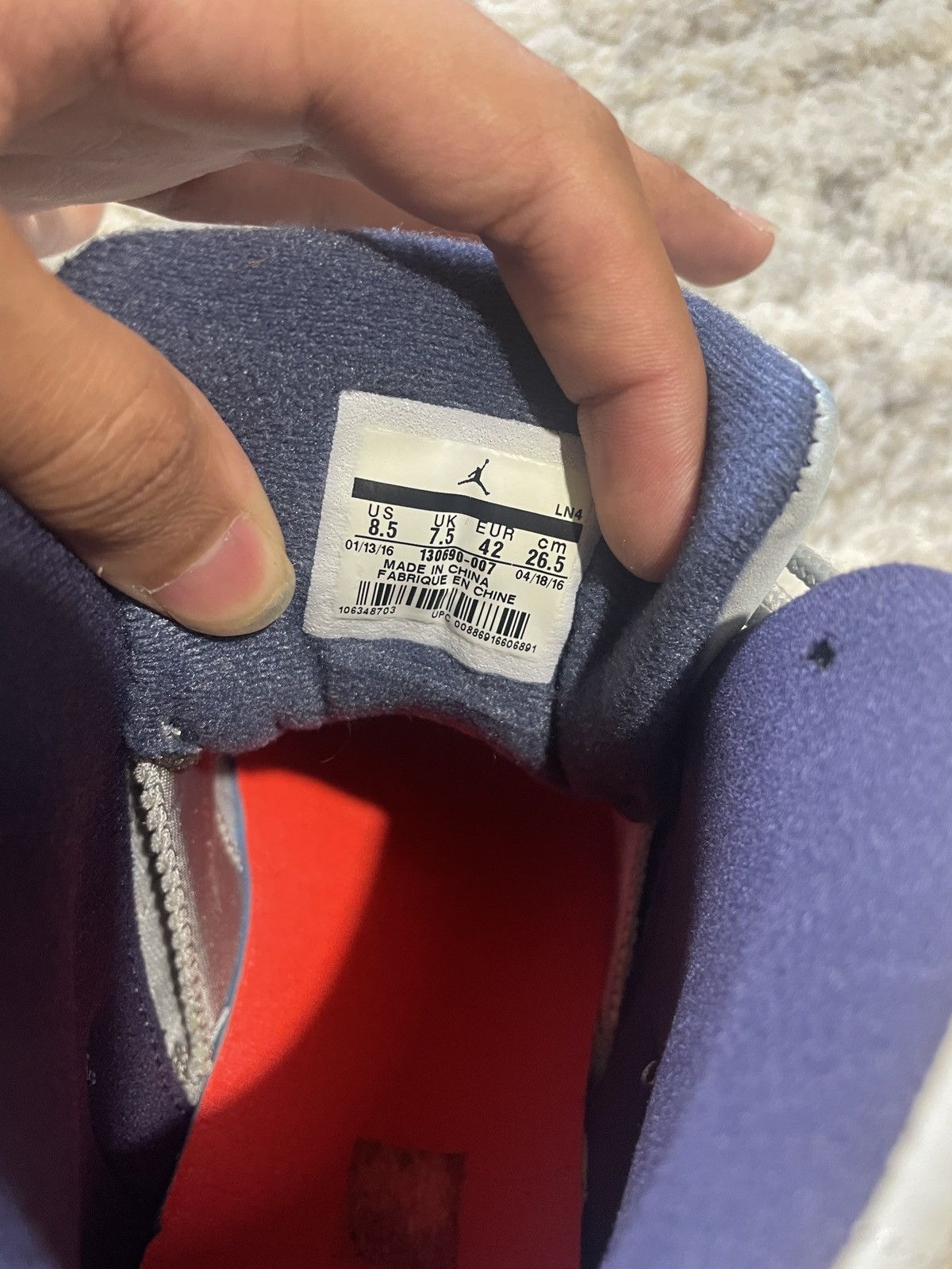 Jordan Brand Jordan 12 Retro Grey University Blue Size US 8.5 / EU 41-42 - 6 Thumbnail