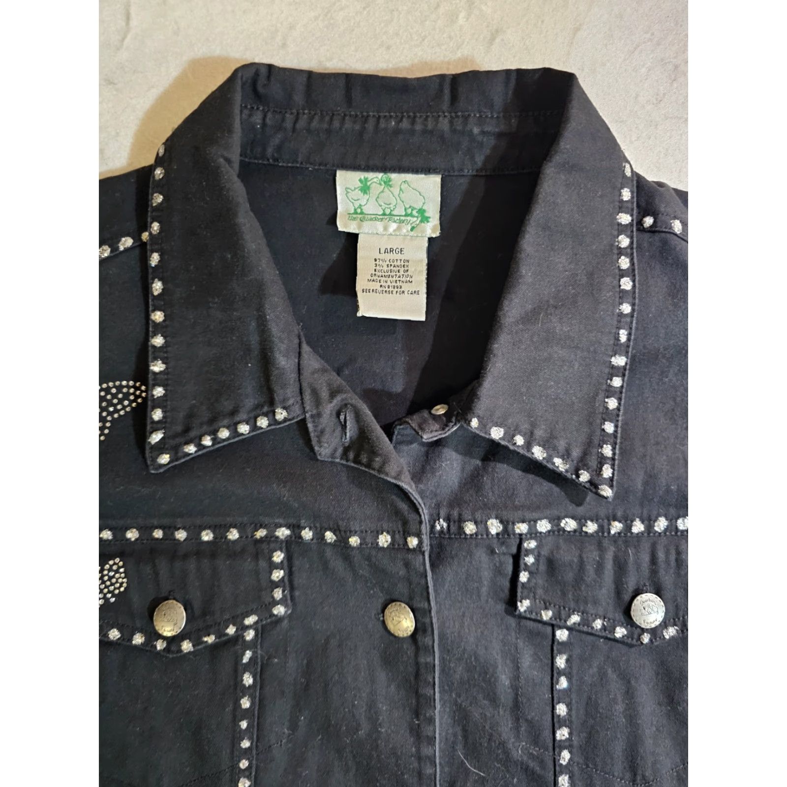 Quacker Factory VINTAGE The Quacker Factory Black Denim Jacket Rhinestone Butterflies Women's Size Large Jacket Size L / US 10 / IT 46 - 4 Thumbnail