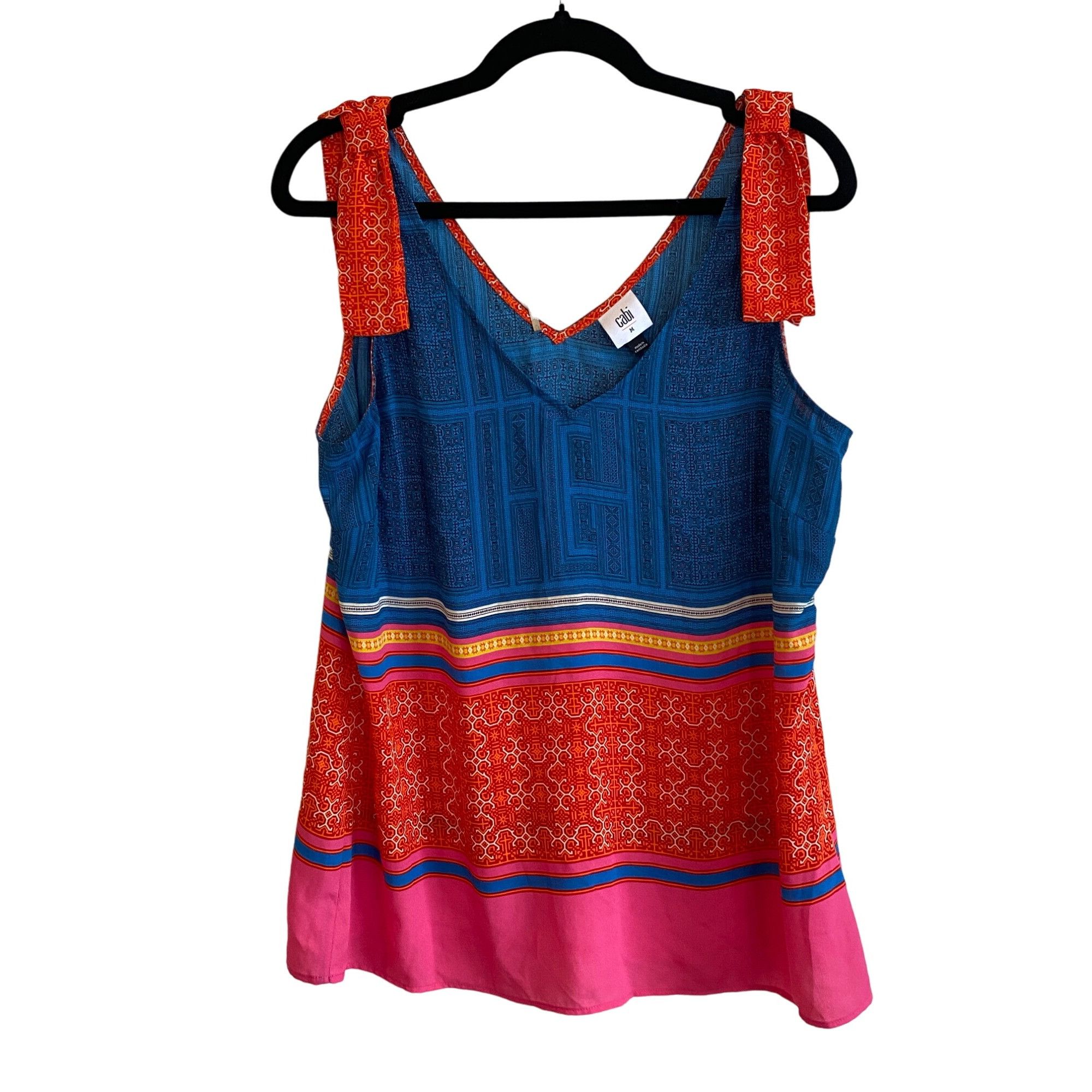 Designer CAbi Shoulder Tie Top Tunic #5787 Nomad Multicolor Print Wom Size M / US 6-8 / IT 42-44 - 12 Thumbnail