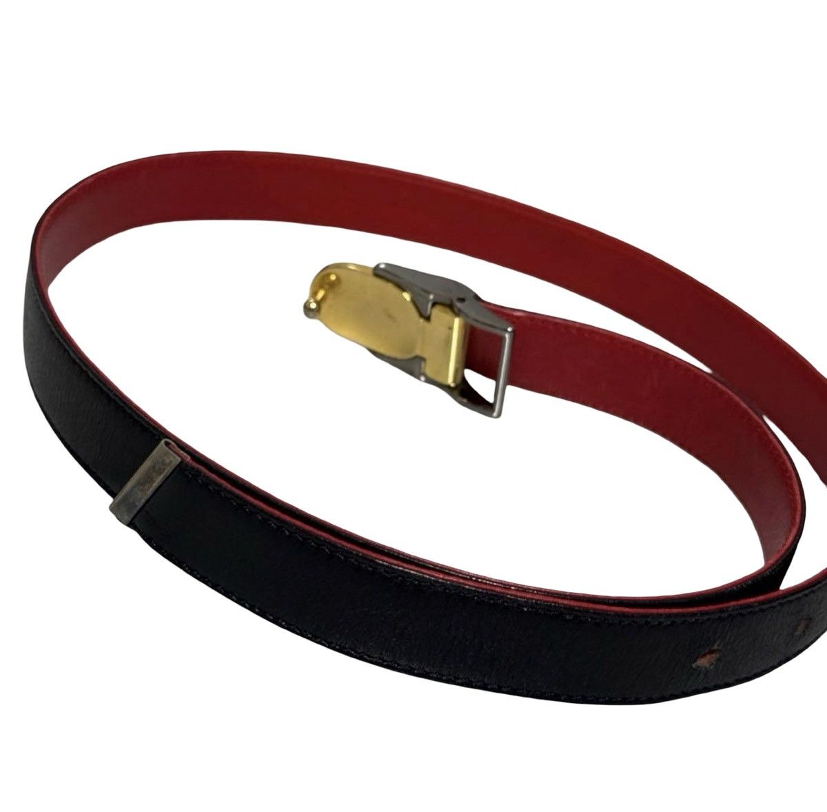 Dior Christian Dior Slim Bi-Color Leather Belt Black CD Logo 80 Size ONE SIZE - 9 Thumbnail