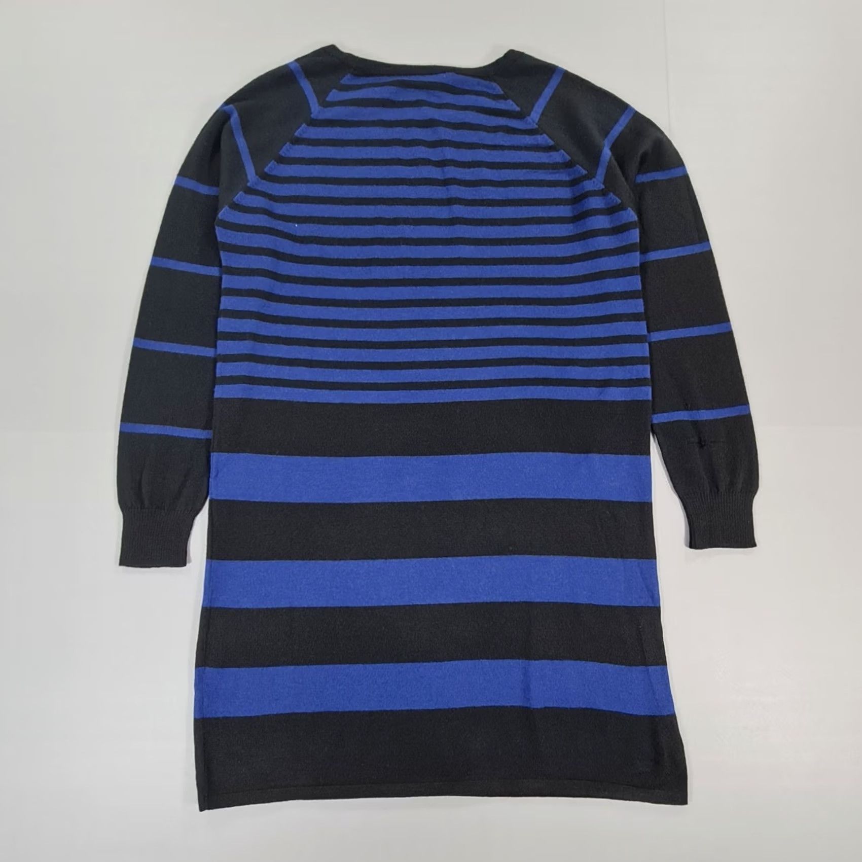Moschino Love Moschino Womens Dress Striped Short Length Knitted Black Blue 12 UK Wool Acrylic Pullover Long Sleeve Casual Dress Mens Womens Girls Boys Size 34" / US 12 / IT 48 - 6 Thumbnail