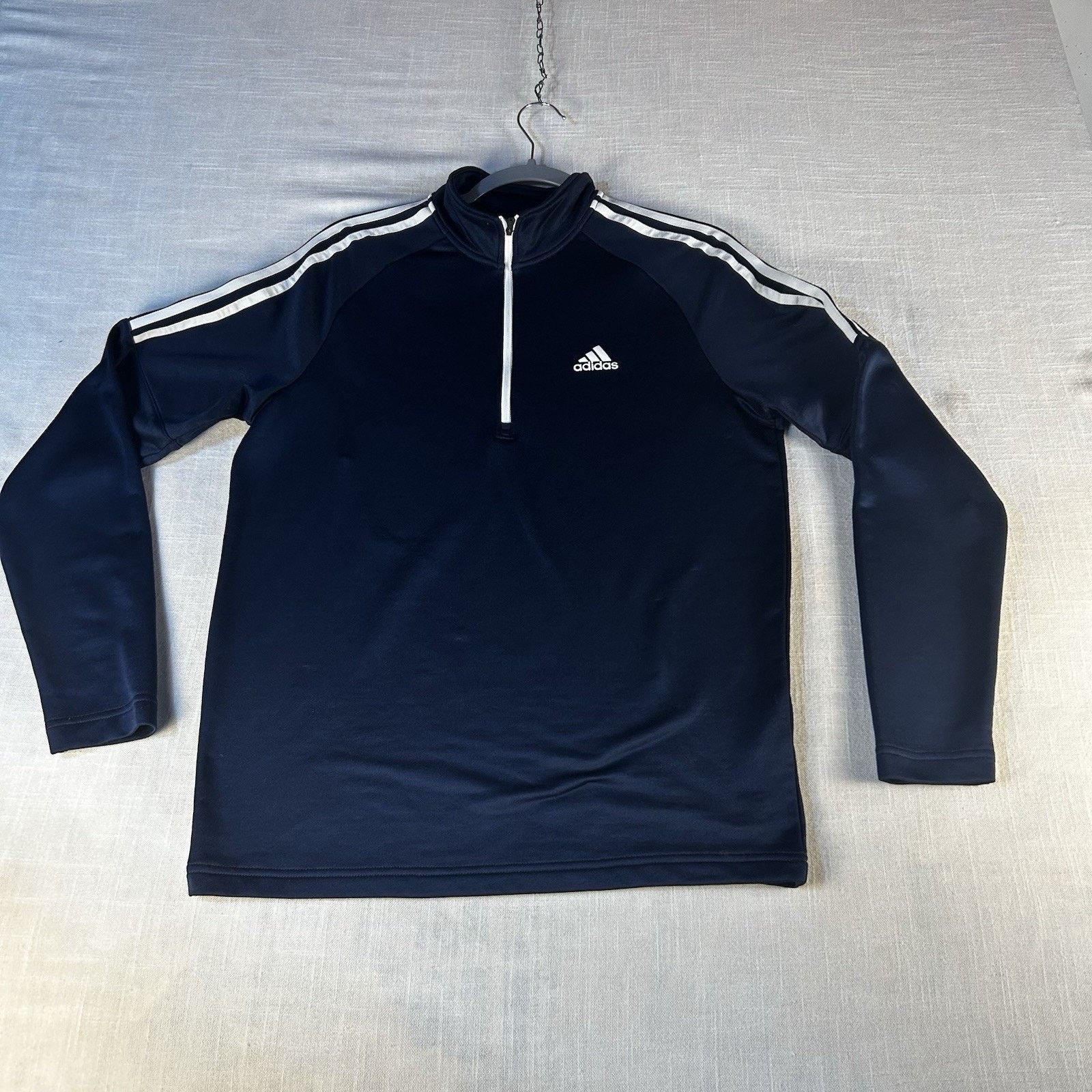 Adidas Adidas Mens 3-Stripes Golf Quarter Zip Pullover Blue Sz S Size US S / EU 44-46 / 1 - 1 Thumbnail
