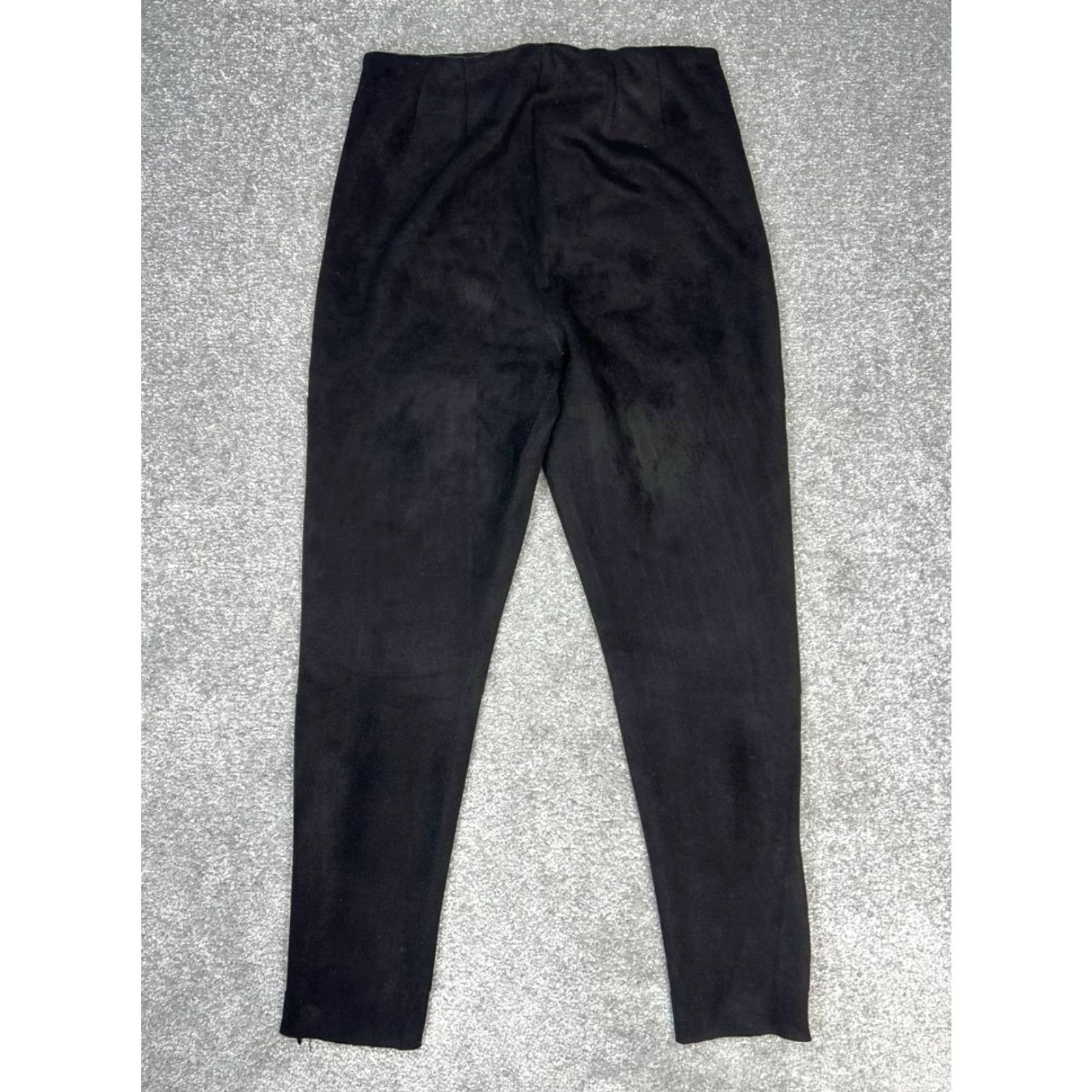 Zara Zara Leggings Women Large Black Suede High Rise Ankle Side Zip Stretch Size 36" / US 14 / IT 50 - 2 Thumbnail