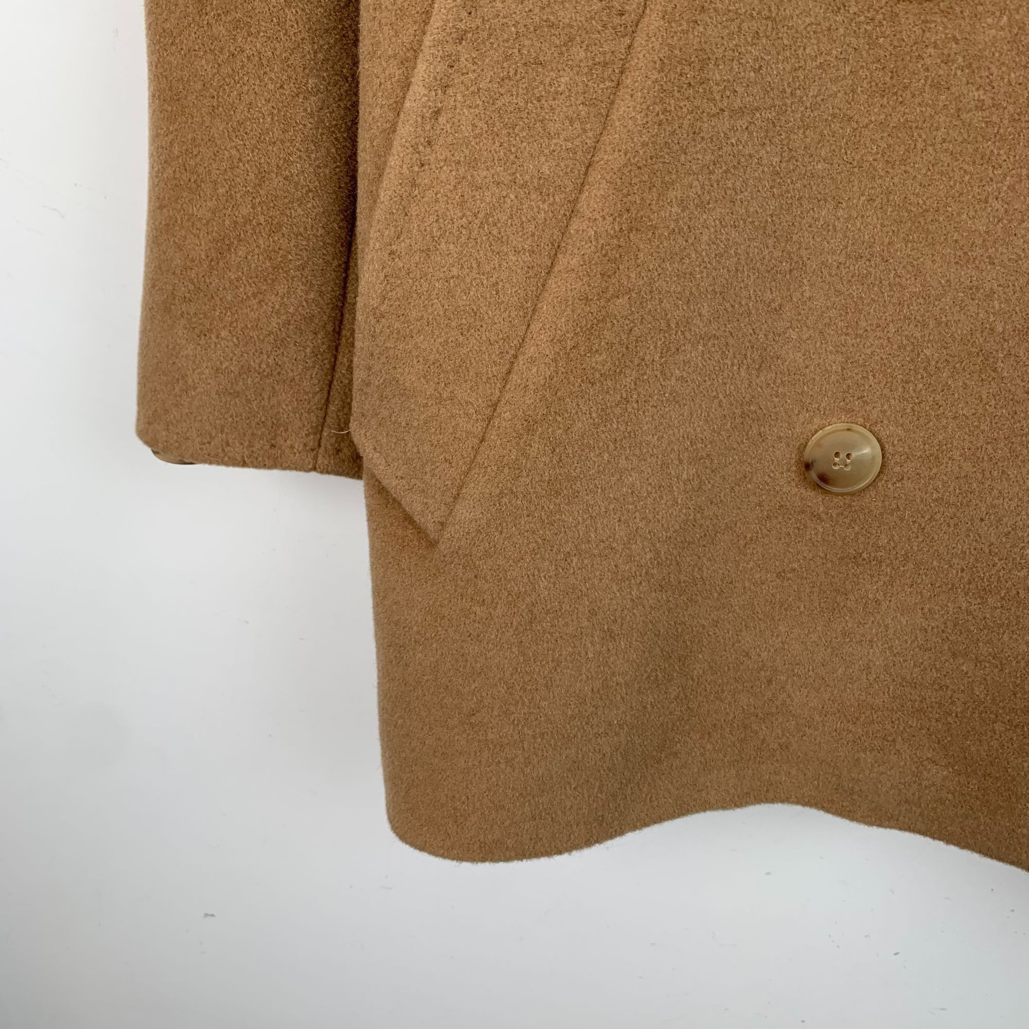 Max Mara Maxmara Brown Camel Wool Double-Breasted Coat (Size 36/XS) Size XS / US 0-2 / IT 36-38 - 5 Thumbnail