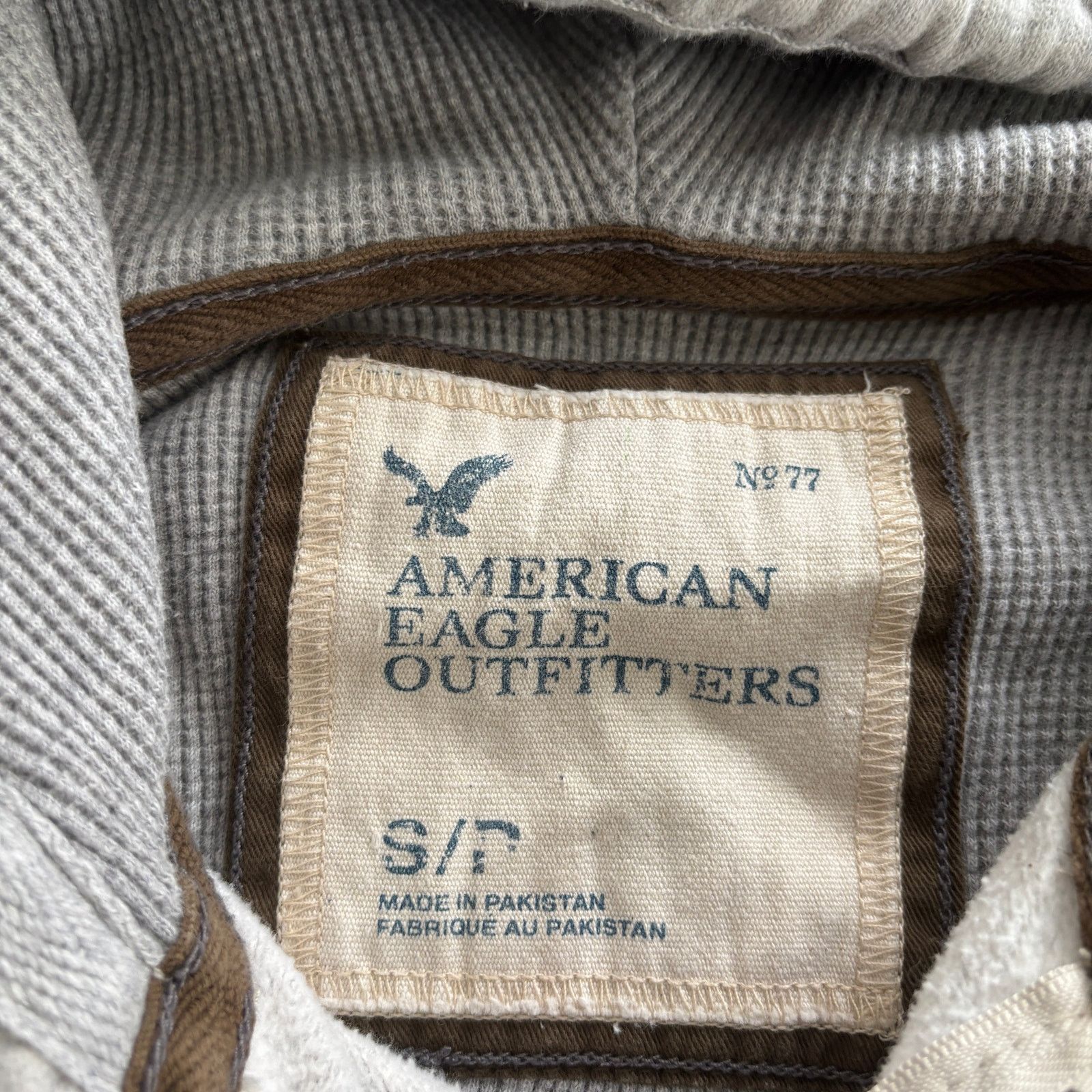 American Eagle Outfitters Y2K American Eagle Zip Up Cotton Waffle Lined Hoodie Sz S Size S / US 4 / IT 40 - 3 Thumbnail