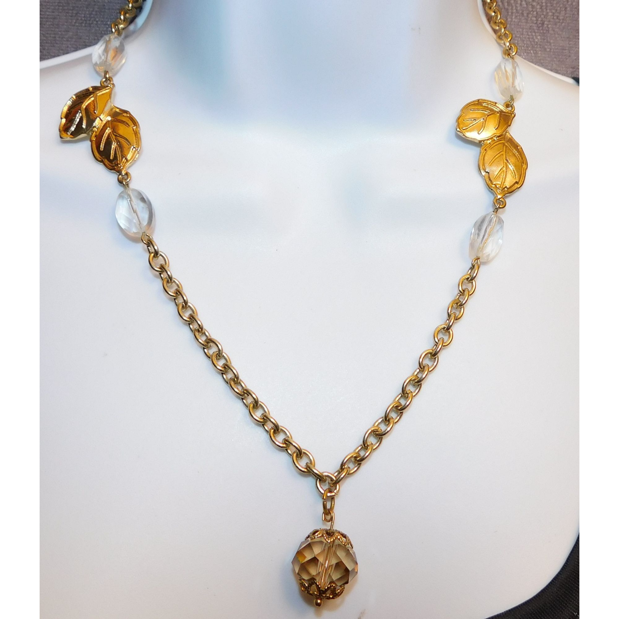 Other Gold Gemmed Leaf Accent Fairy Cosplay Necklace Size ONE SIZE - 1 Thumbnail